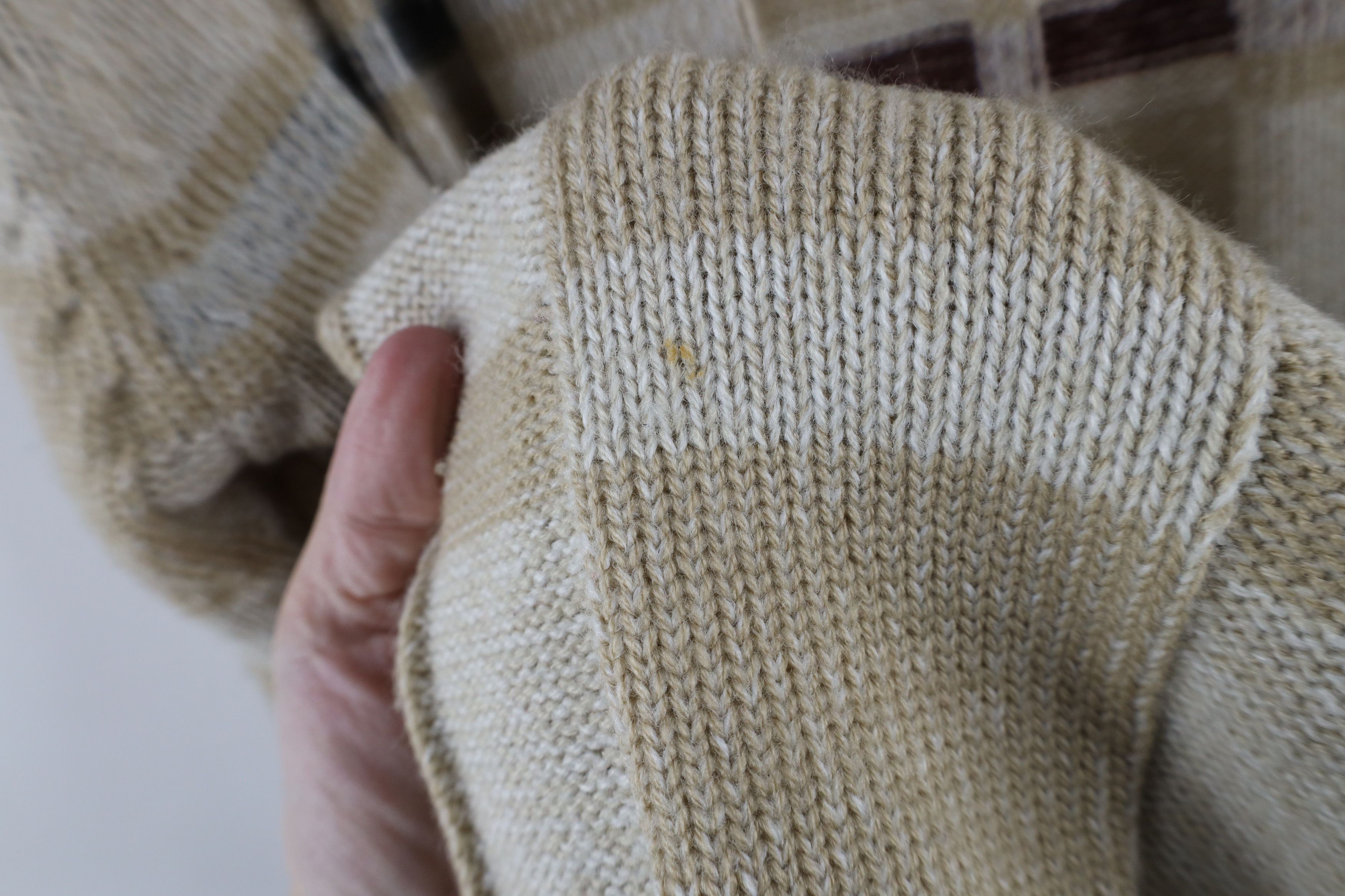 Vintage Vintage 90s Streetwear Ribbed Knit Crewneck Sweater Beige Size US XL / EU 56 / 4 - 5 Thumbnail