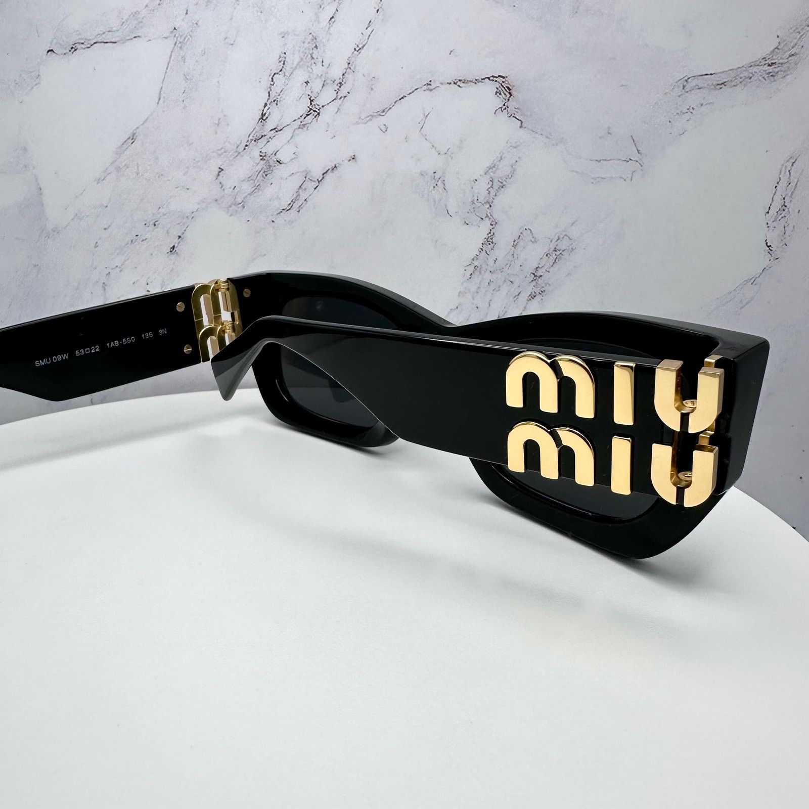 Miu Miu MIU MIU Sunglasses New Black Gold Metal Logo Cat Eye Size ONE SIZE - 14 Thumbnail