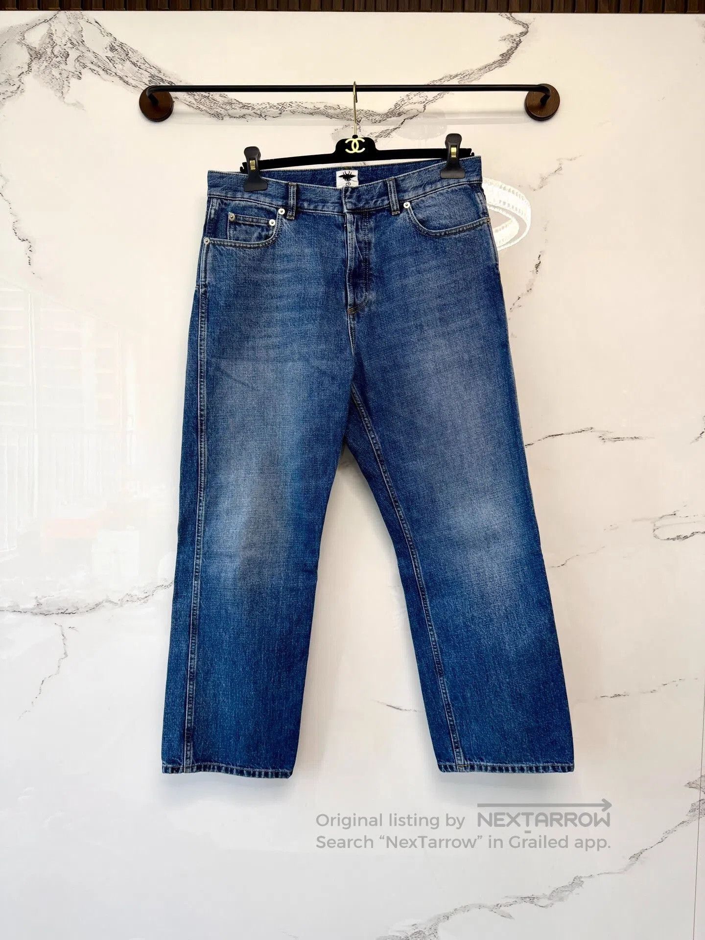 Dior Dior Dark Blue Leather Patch Straight Jeans. Size US 26 / EU 42 - 1 Thumbnail