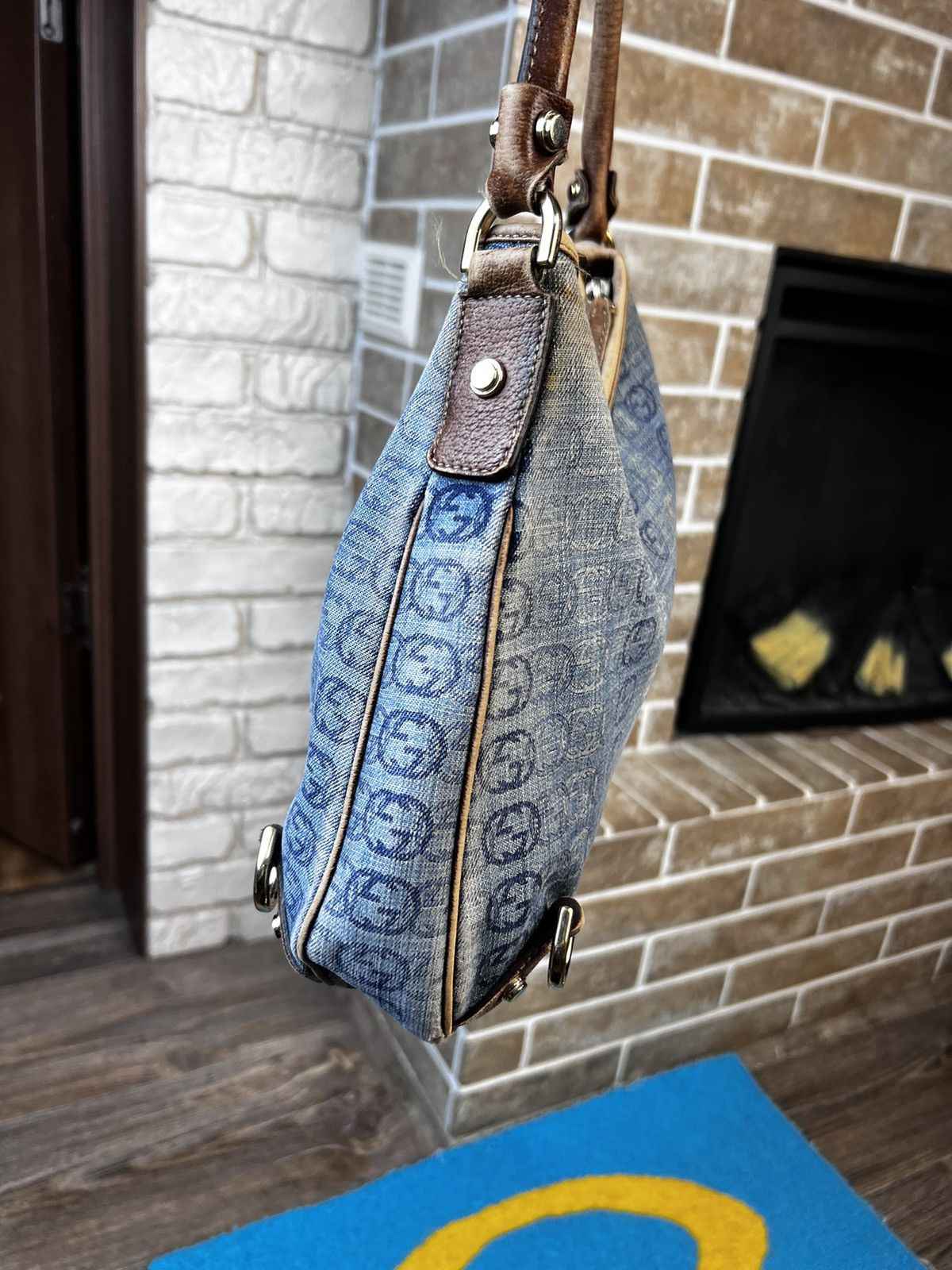 Gucci × Vintage Gucci Blue GG Denim Abbey D-Ring Shoulder Hobo Bag Size ONE SIZE - 7 Thumbnail