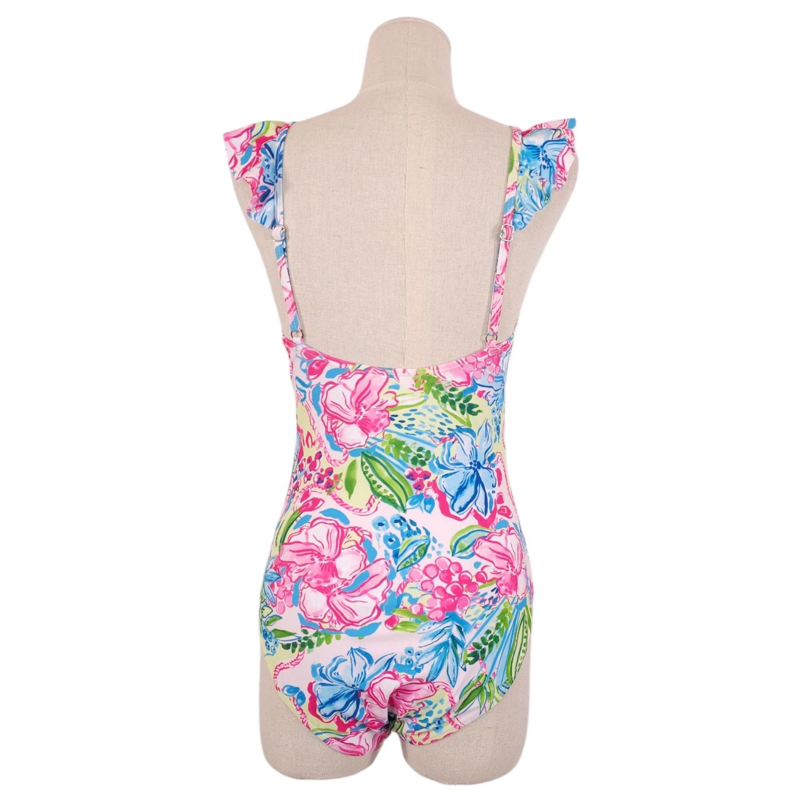 Other Stella Parker Tropical Floral Ruffle Swimsuit Sz Medium Size ONE SIZE - 3 Thumbnail