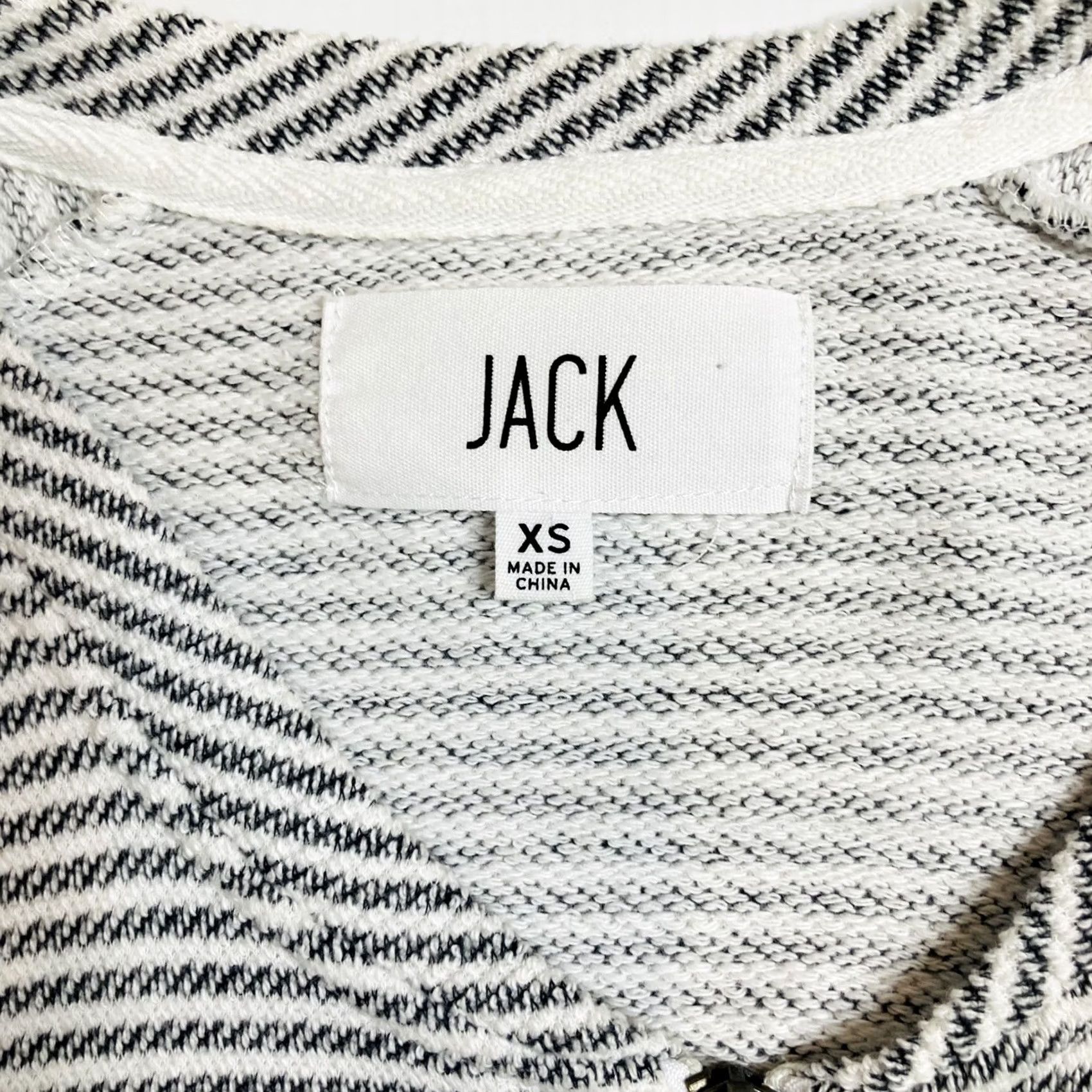 BB Dakota BB Dakota JACK Jacket Women's XS Striped Terry Knit Pockets Zip Mid-Length Black White, Knit, 100% Cotton, Casual Fashion, Jacket, Women, XS Size XS / US 0-2 / IT 36-38 - 7 Thumbnail