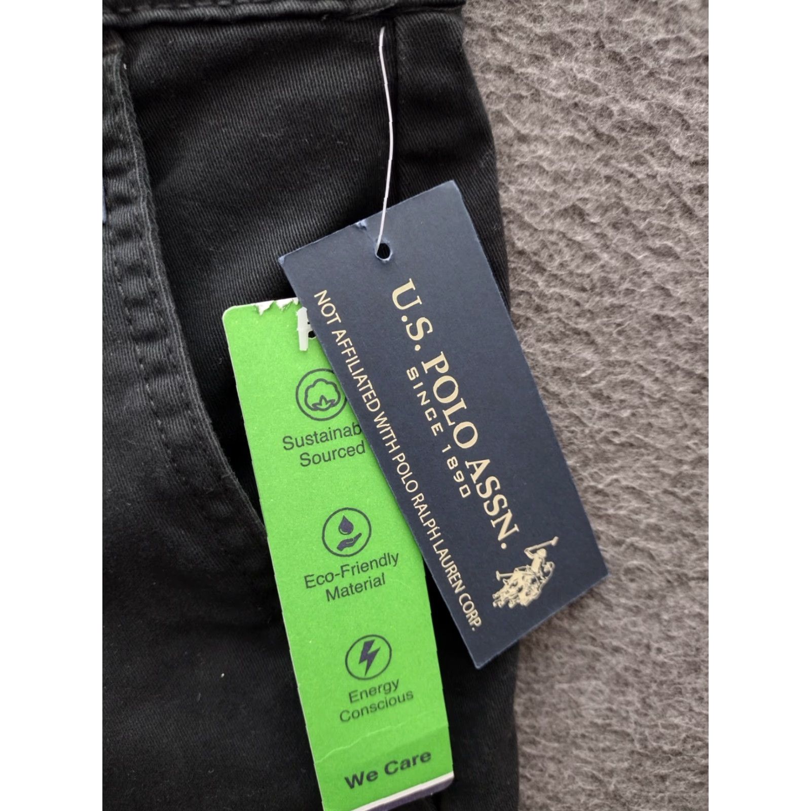 Vintage US Polo Assn. Mens Chino Shorts W44 Black Short Regular 9in Inseam Cotton Knit Solid Casual Flat Front Pocketed Stretch Denim? Size US XXL / EU 58 / 5 - 6 Thumbnail