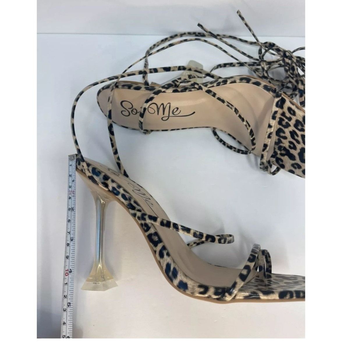 Other SO ME / Lace Up / Leopard Print / Heels With Clear / Stilett Size US 7.5 / IT 37.5 - 5 Thumbnail