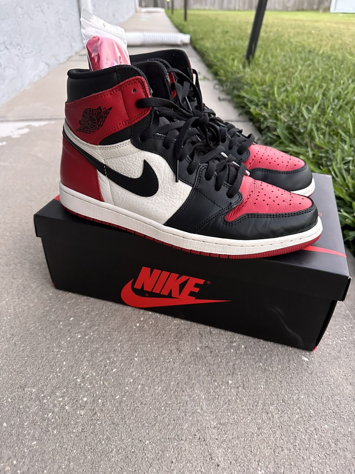 image of Jordan Nike Jordan 1 OG Bred Toe Shoes, Men's (Size 11)
