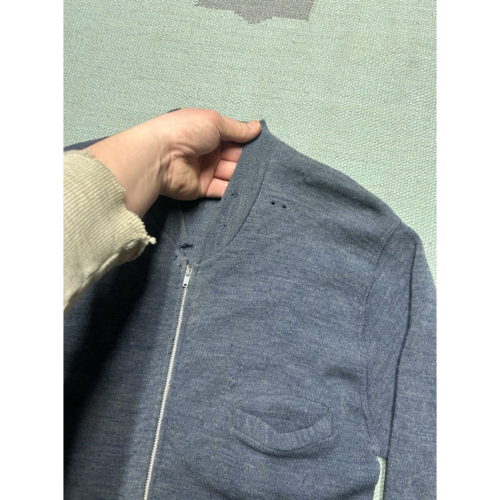Vintage VINTAGE 40s WOOL CARDIGAN SWEATER TALON ZIP BLUE 3 POCKET DISTRESSED MENS SMALL Size US S / EU 44-46 / 1 - 5 Thumbnail