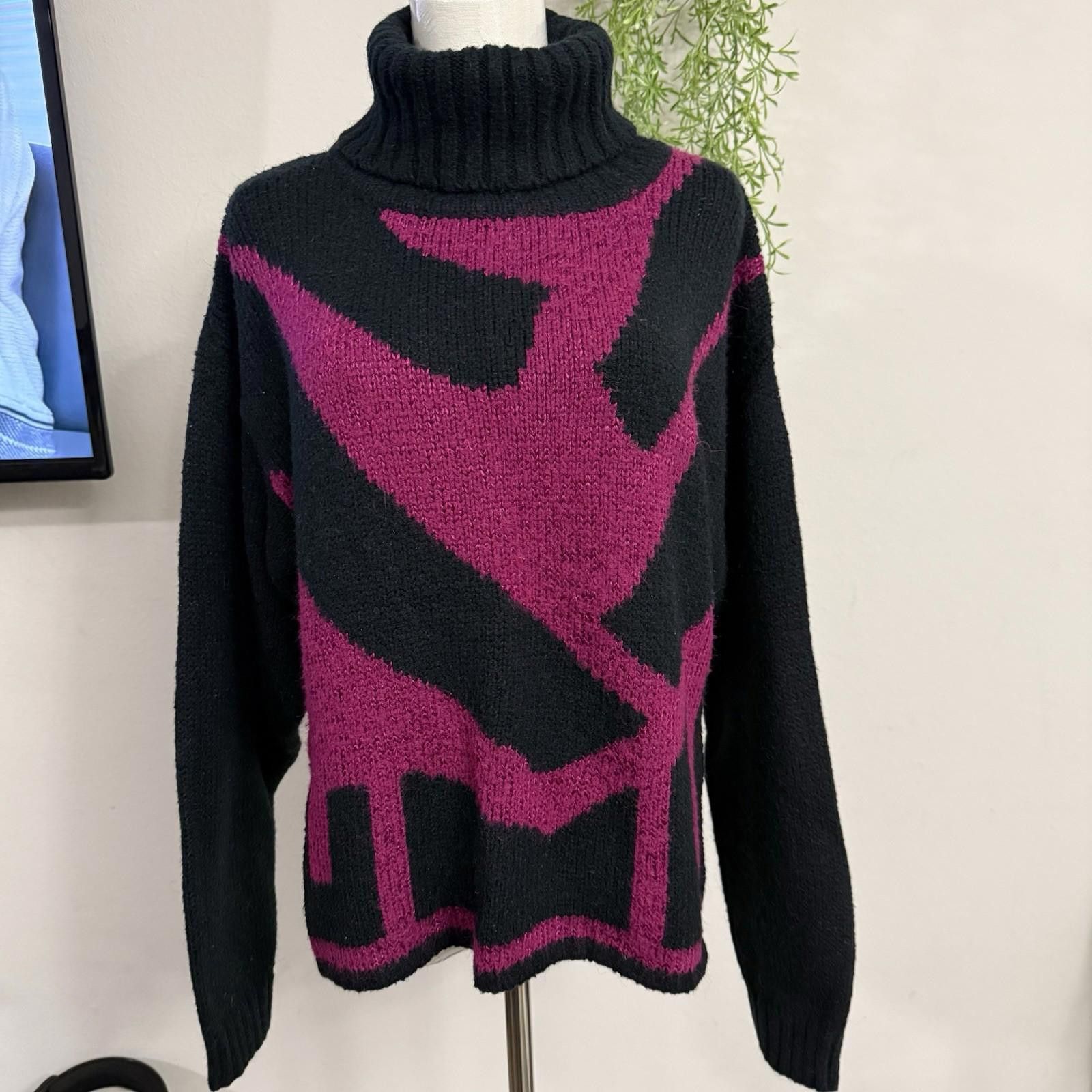 Designer Geometric Manor park Turtle Neck Sweater Large Size L / US 10 / IT 46 - 1 Thumbnail