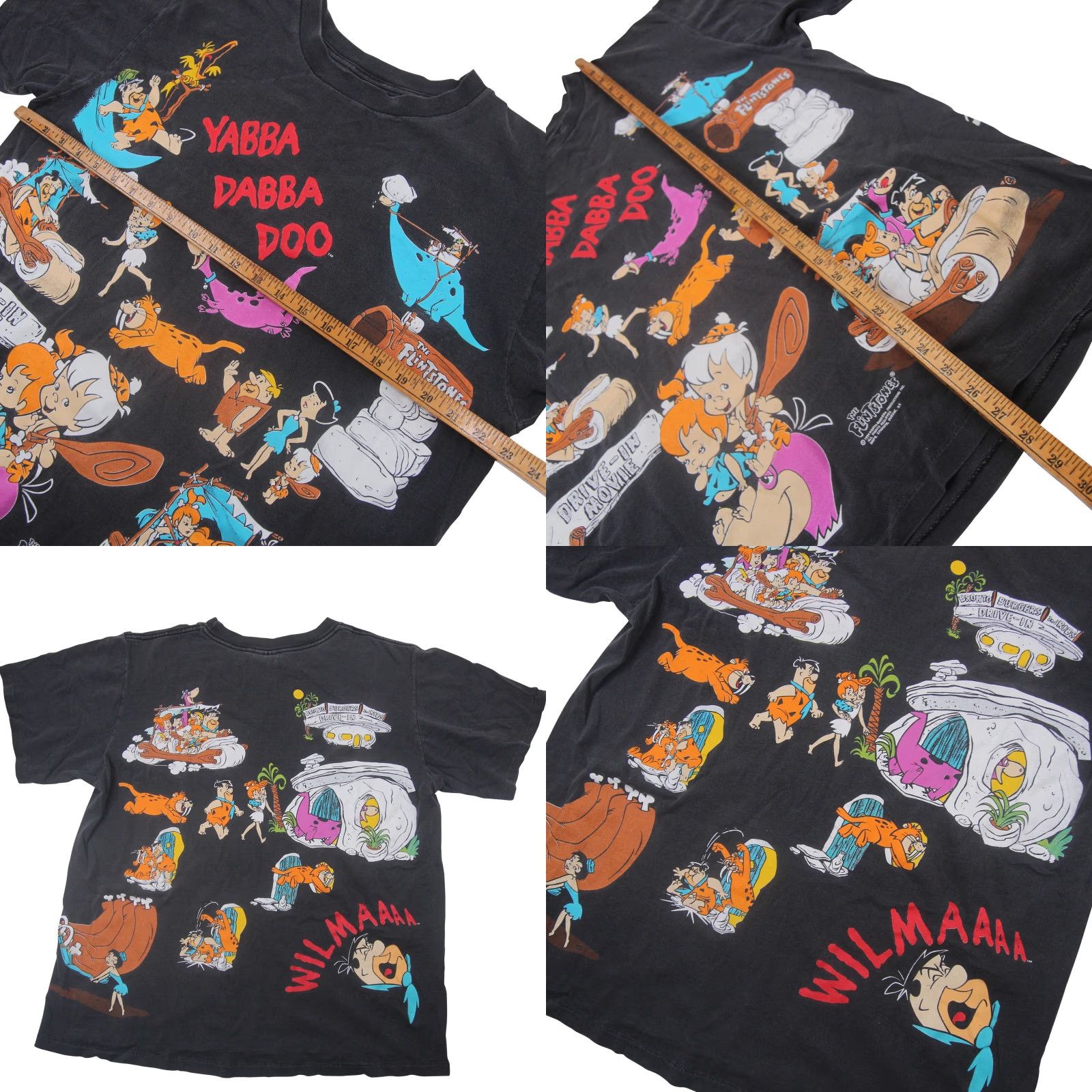 Vintage VINTAGE Flint Stones Mens XL T-Shirt Black Cartoon Allover Graphic 1994 Size US XL / EU 56 / 4 - 8 Thumbnail