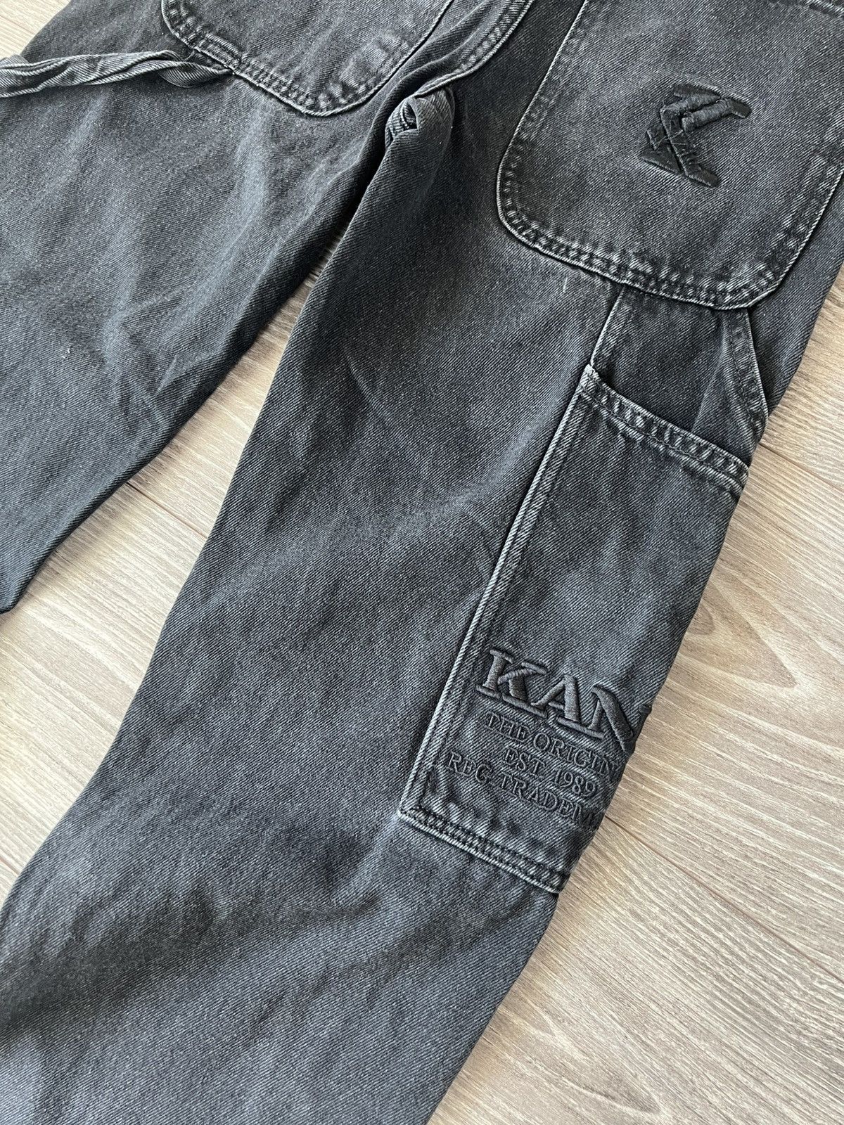 Affliction × Karl Kani ‼️Archival Katl Kani Knit Big Logo Pockets Baggy Jeans‼️ Size US 28 / EU 44 - 8 Thumbnail