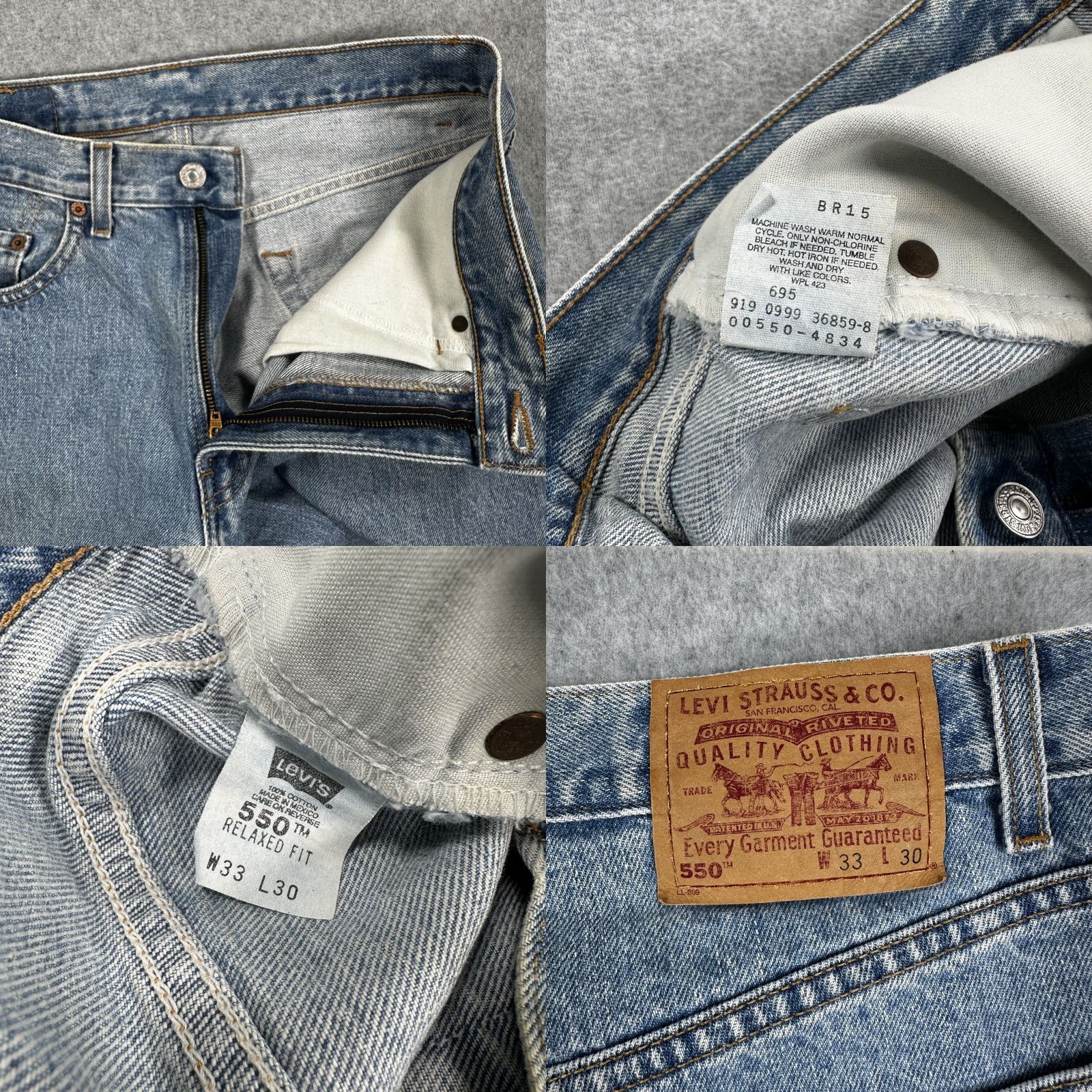 Levi's VINTAGE Levi's 550 Jeans Mens 33x30 Blue Relaxed Fit Tapered Leg Denim Zip Fly Size US 33 - 8 Thumbnail