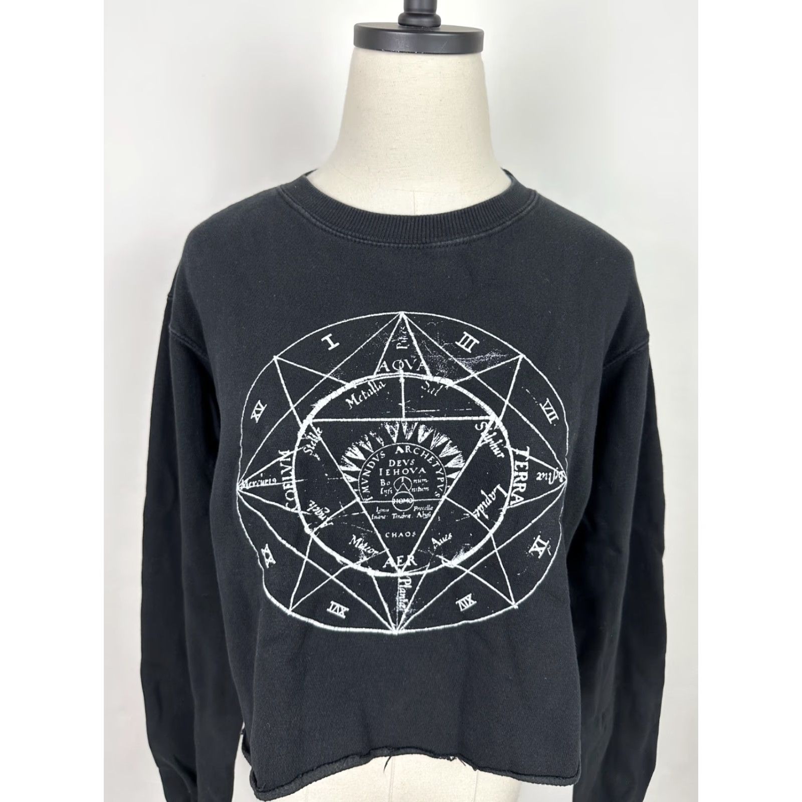 Vintage John Galt Sweatshirt Womens Small Halloween Black Cropped Raw Hem Witch Crewneck Shirt Size S / US 4 / IT 40 - 2 Thumbnail