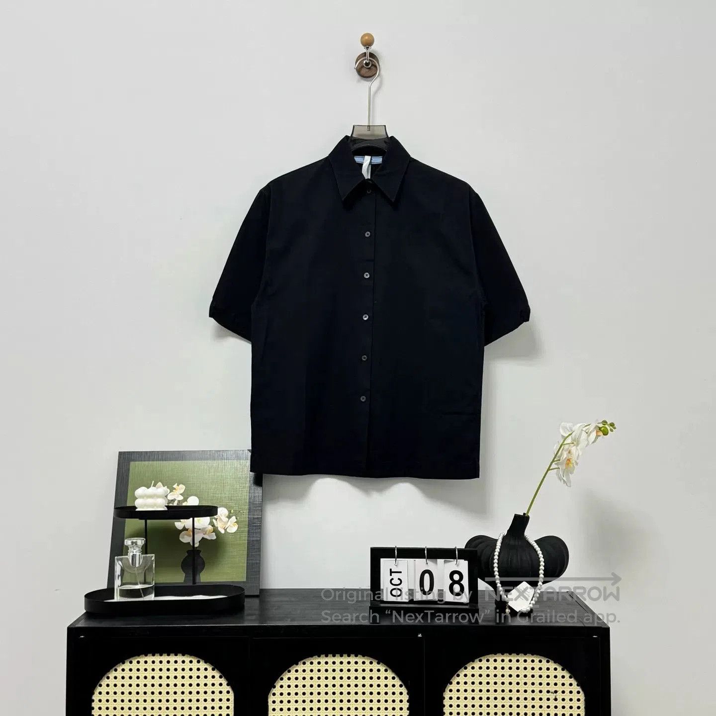 Prada Black Patterned Logo Button-Up Shirt. Size XS / US 0-2 / IT 36-38 - 1 Thumbnail