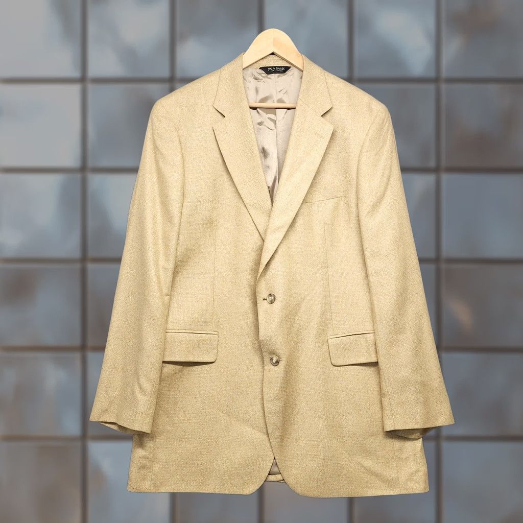 Jos. A. Bank VINTAGE Jos A Bank Jacket Blazer Mens 42L Pale Yellow Gold 100% Silk Sport Coat Mens Button Closure Silk Gold 42L Mens Women Best Fit? Size 42R - 1 Thumbnail