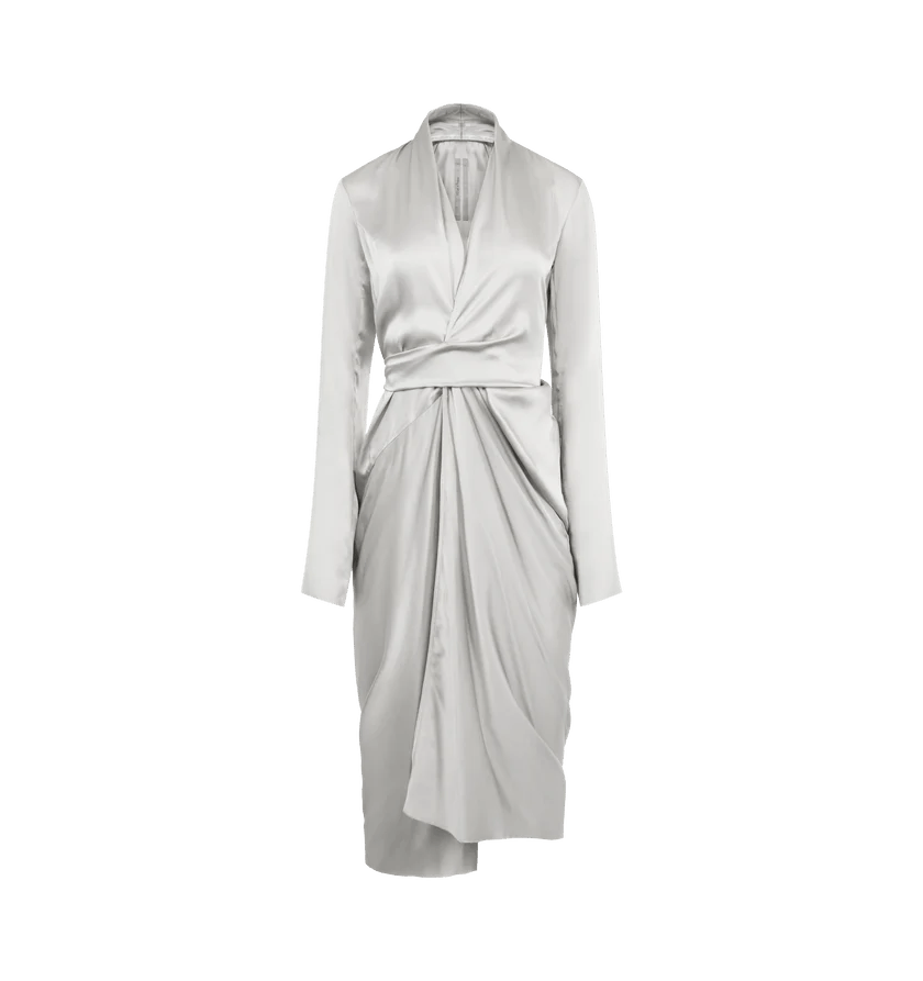 Rick Owens o1h1sh11225 Wrap Dress in White Size XS / US 0-2 / IT 36-38 - 1 Thumbnail