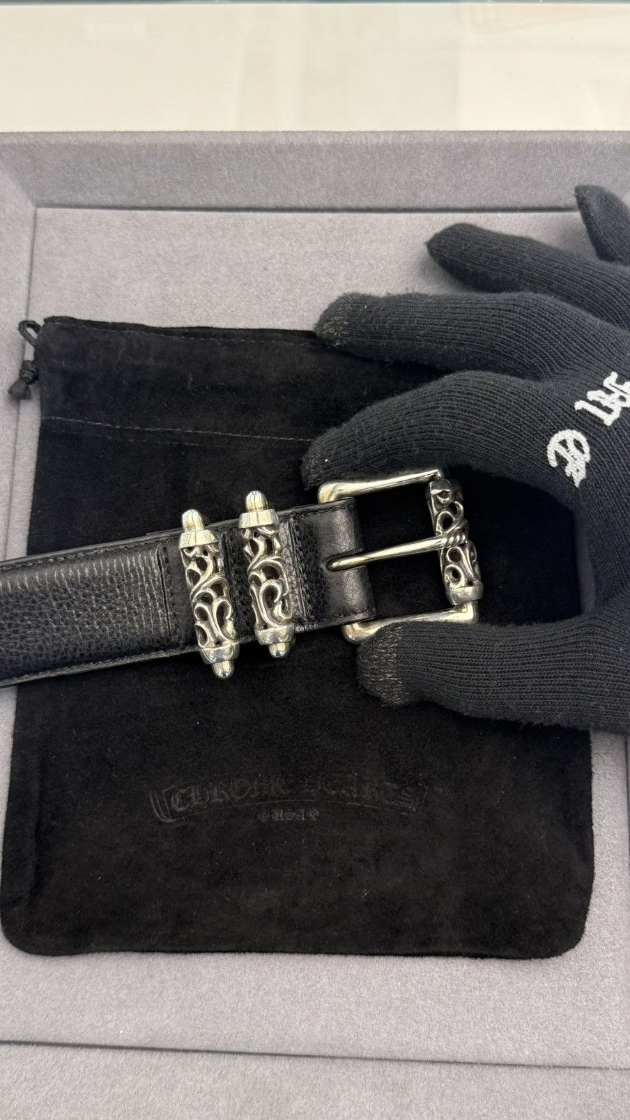 Chrome Hearts Chrome Hearts Black Leather Roller Belt RARE Size 36 Size 36 - 5 Thumbnail
