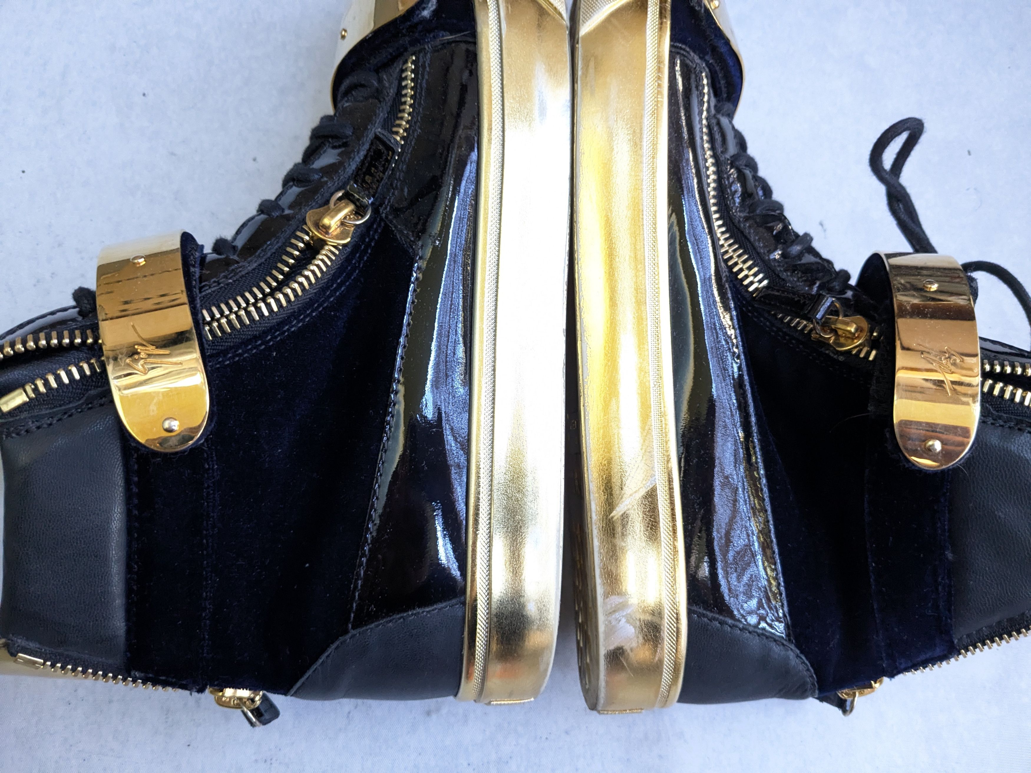 Giuseppe Zanotti Giuseppe Zanotti High Tops Navy Blue Velvet Gold 11 44 Size US 11 / EU 44 - 13 Thumbnail