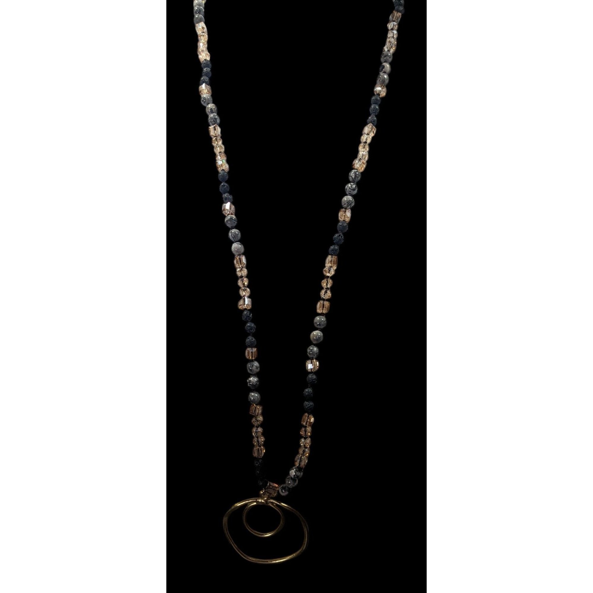 Other Bohemian Stone And Glass Beaded Necklace With Open Circle Go Size ONE SIZE - 2 Thumbnail