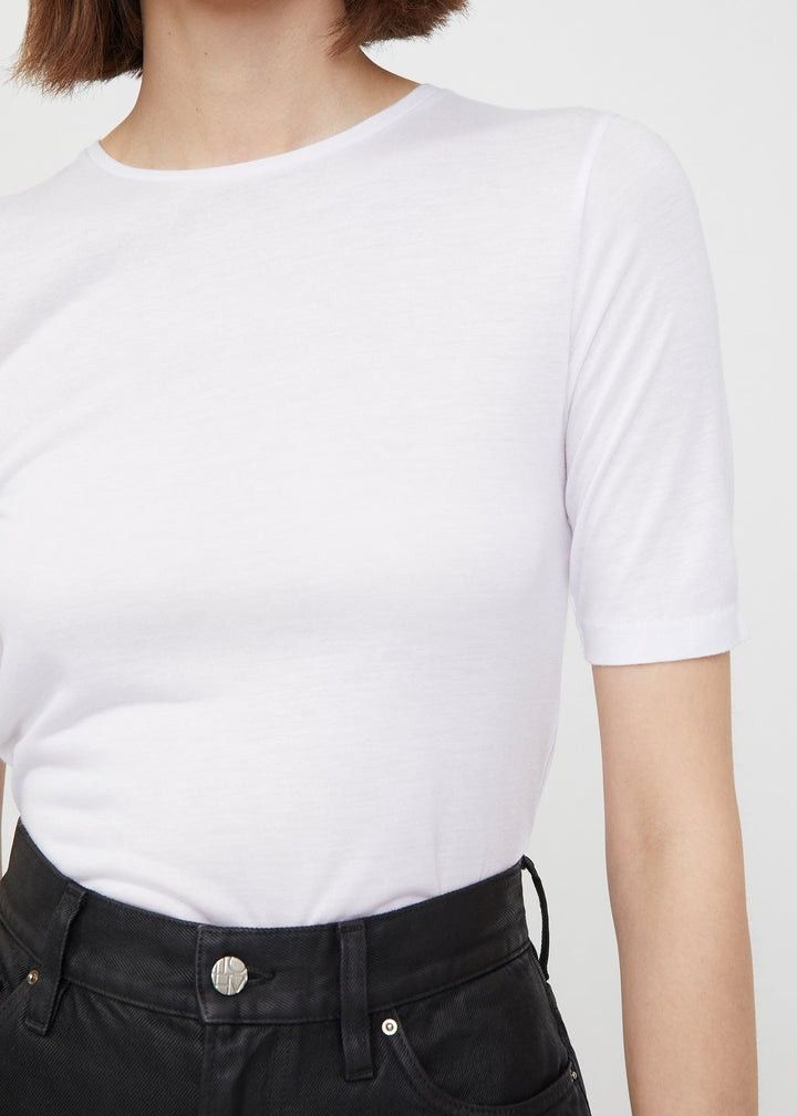 Toteme o1mle0525 Thin Cashmere Modal T-Shirt in Off-White Size L / US 10 / IT 46 - 5 Thumbnail