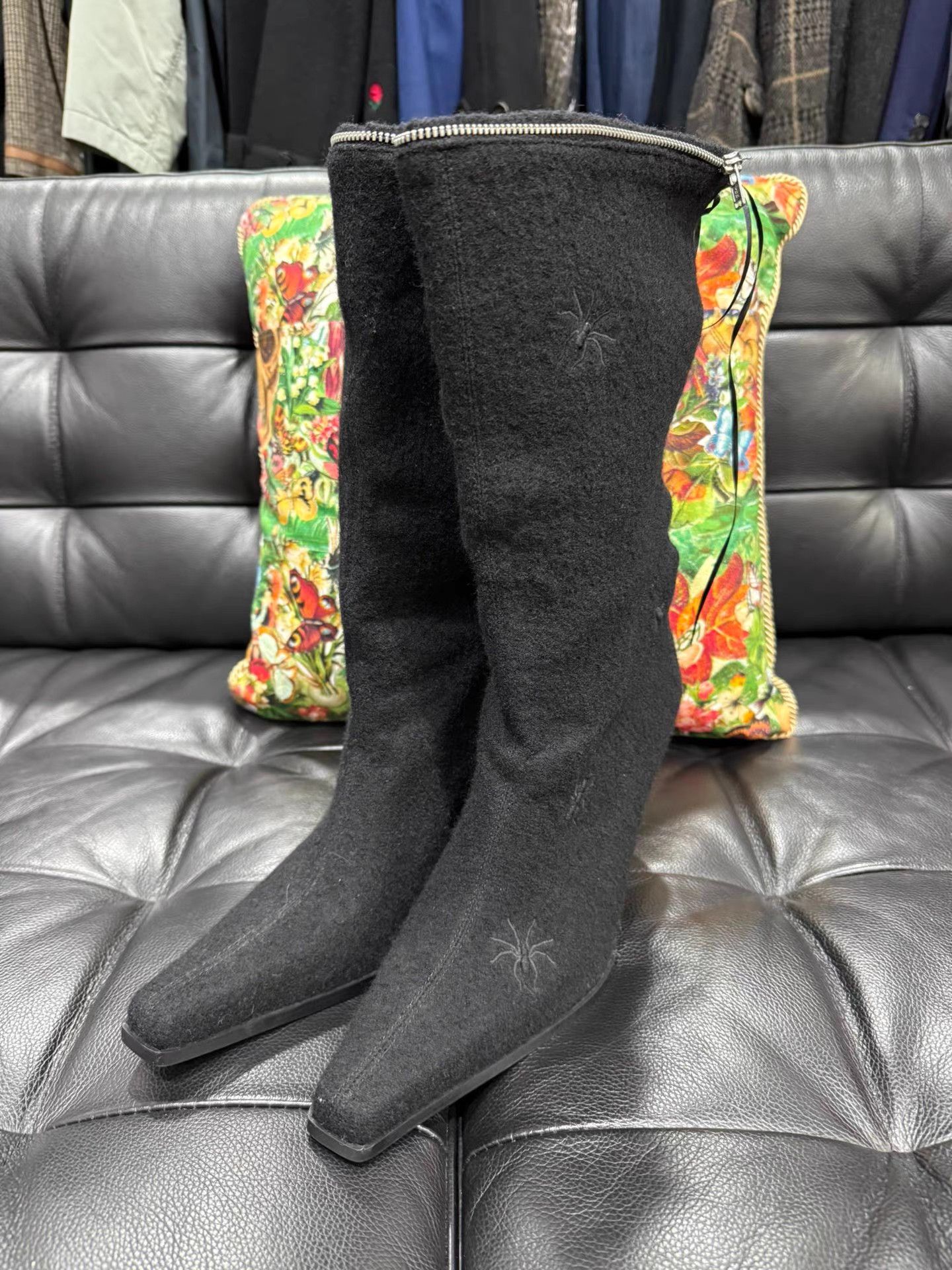 Undercover UNDERCOVER 06AW GURU GURU Embroidered Insect Long Boots K20 Size US 6 / IT 36 - 1 Thumbnail