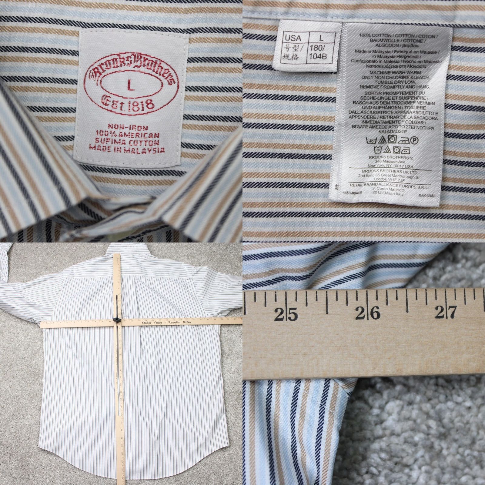 Brooks Brothers Brooks Brothers Shirt Mens Large Brown/White Non-Iron Supima Cotton Long Sleeve Button-Up Casual Formal Business Workwear Length: Long Sleeve? Size US L / EU 52-54 / 3 - 8 Thumbnail