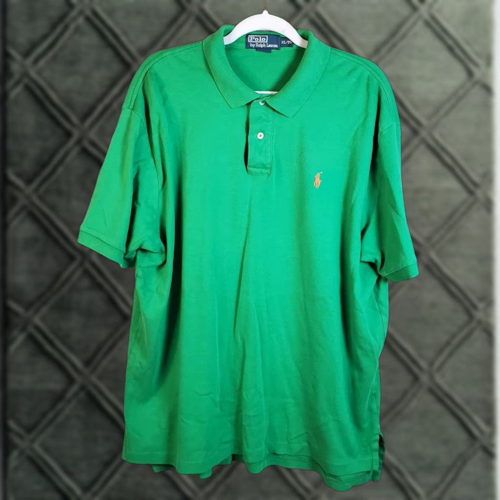 Ralph Lauren VINTAGE Polo By Ralph Lauren Mens XL / TG Polo Shirt Green Orange Pony Shirt Mens XL/Big & Tall Short Sleeve Size US XL / EU 56 / 4 - 1 Thumbnail