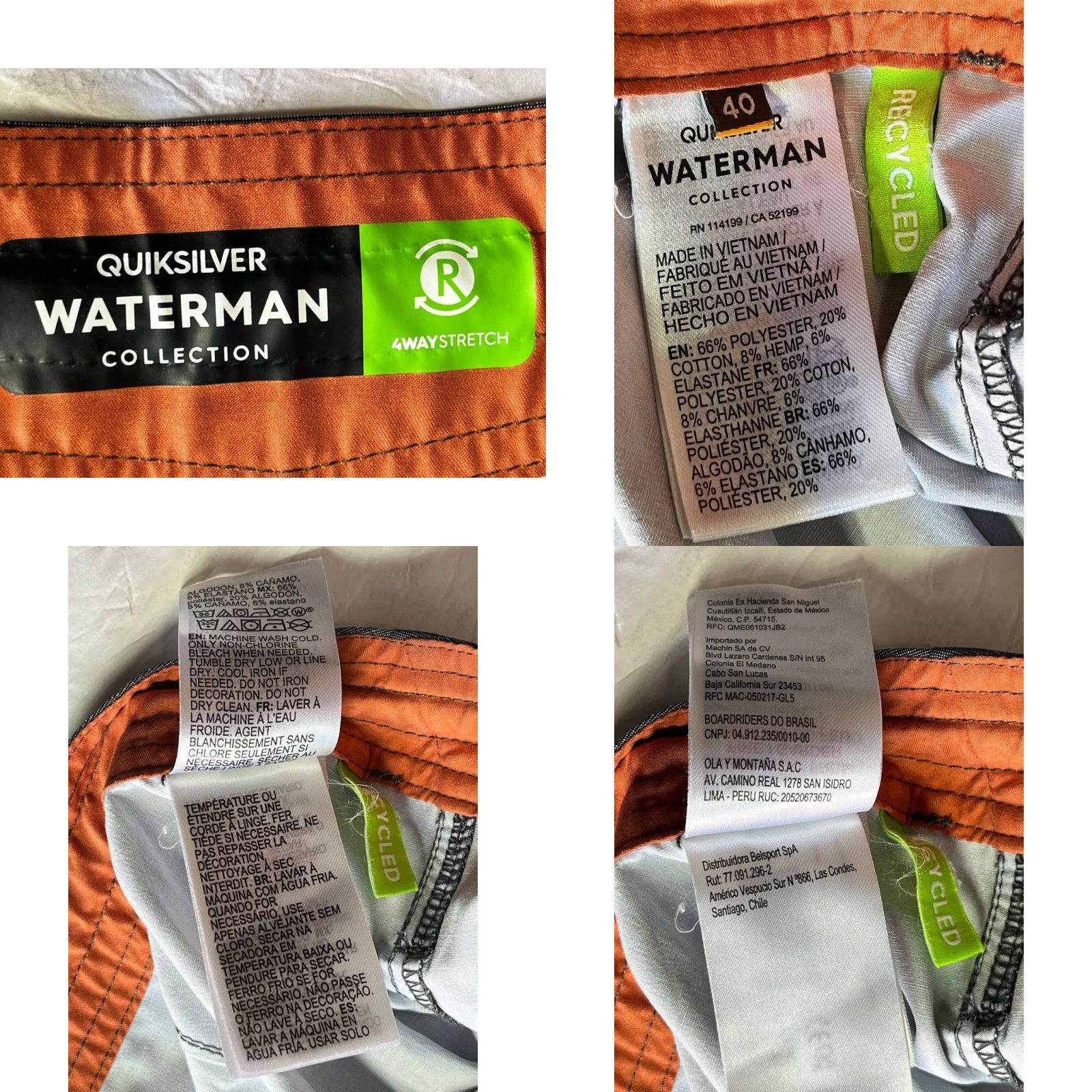Quiksilver Quiksilver Waterman Board Shorts Men 40 Gray Hawaiian Summer Beach Lifeguard Surfing Swimming Back Pocket Drawstring Regular Adult Men's Bottom Size US 40 / EU 56 - 8 Thumbnail