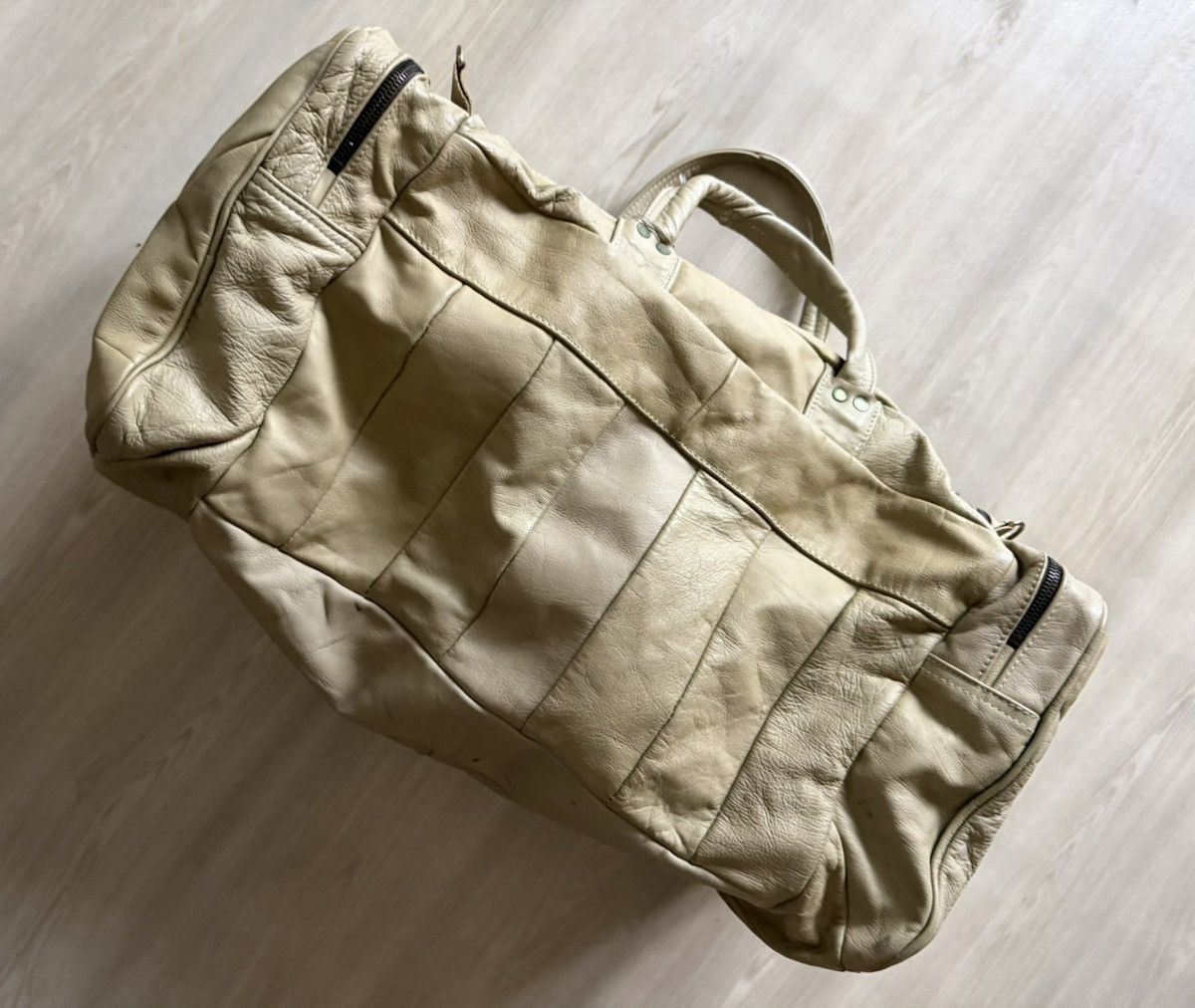 Vintage Vtg 70s 80s Geuine Leather Patchwork Duffle Bag Gym Travel Size ONE SIZE - 3 Thumbnail