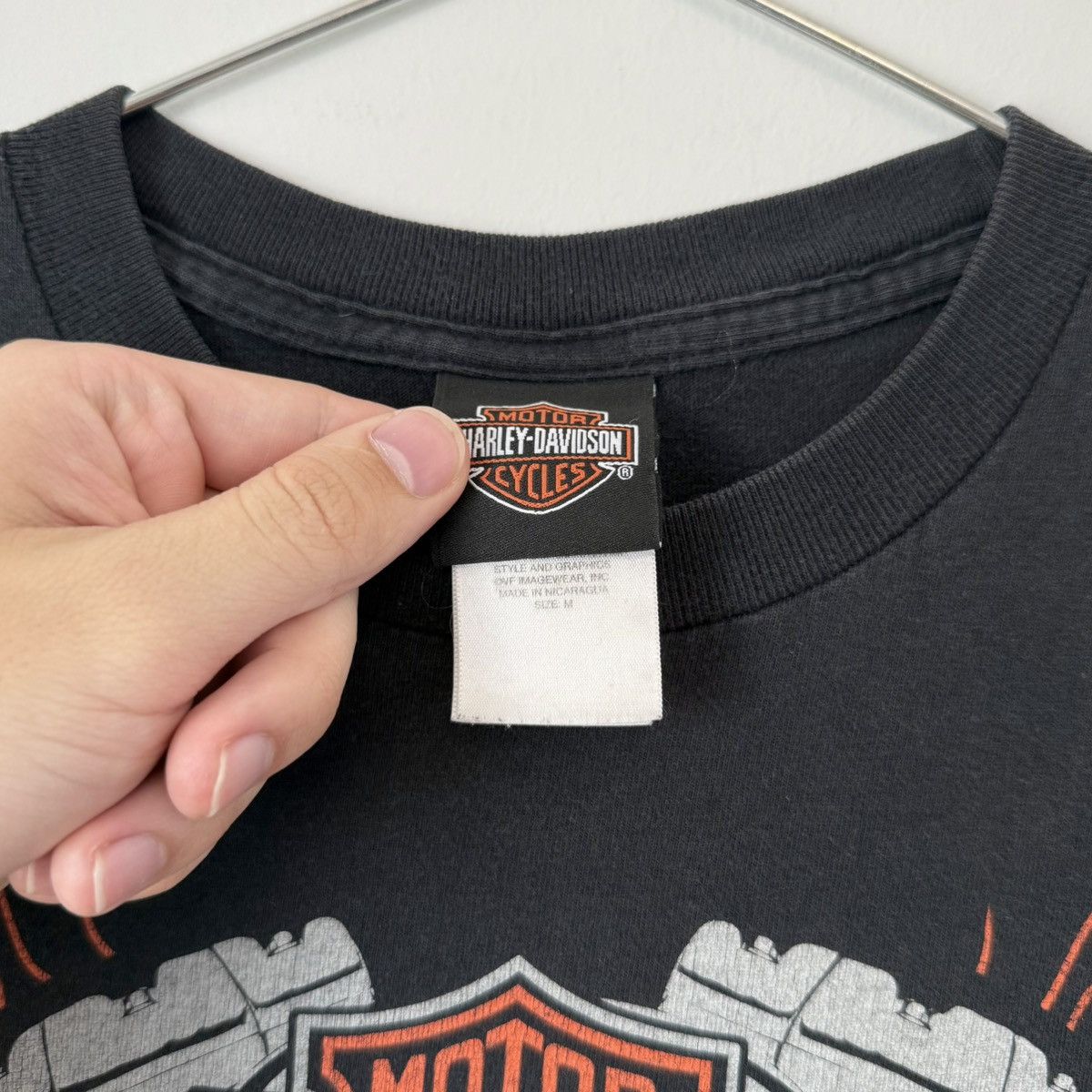 Harley Davidson Vtg 2000s Harley Davidson Flames Engine Faded Biker Tee ERD Size US M / EU 48-50 / 2 - 4 Thumbnail