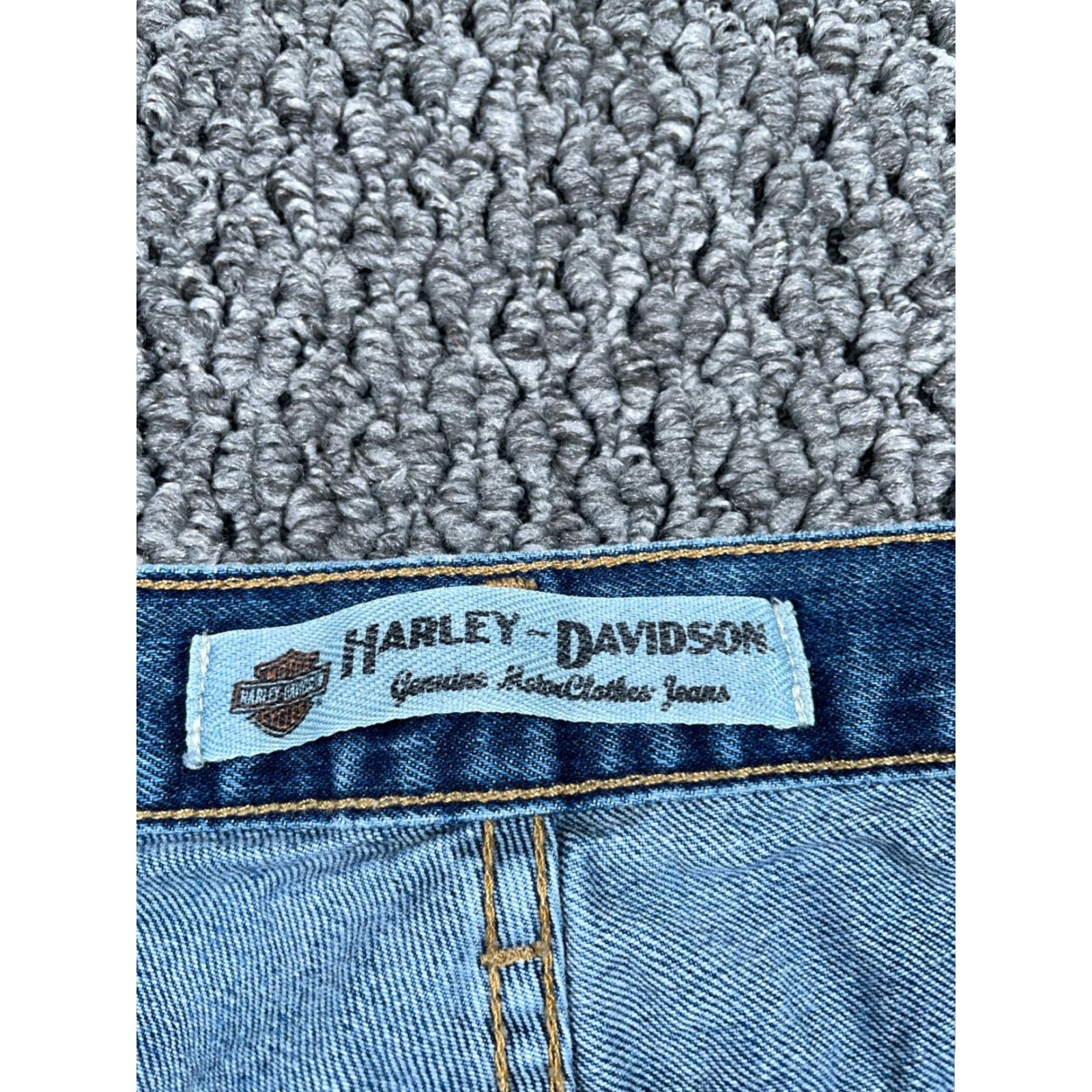 Harley Davidson VINTAGE Harley-Davidson Straight Leg Jeans Men 38 x 32 Blue Denim Biker Motorcycle? Size US 35 - 3 Thumbnail