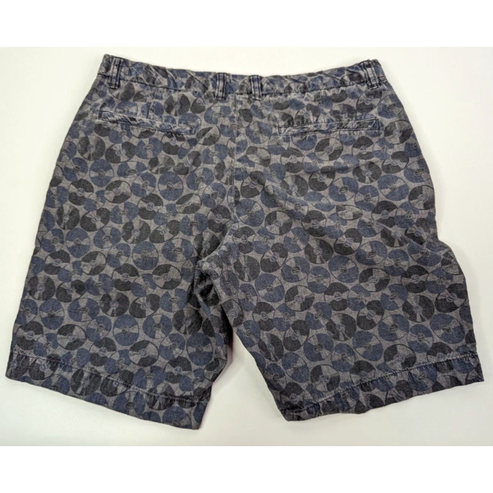 Ben Sherman Ben Sherman Chino Golf Shorts Vinyl Records Print Gray Blue Men 31 Cotton Size US 31 - 2 Thumbnail