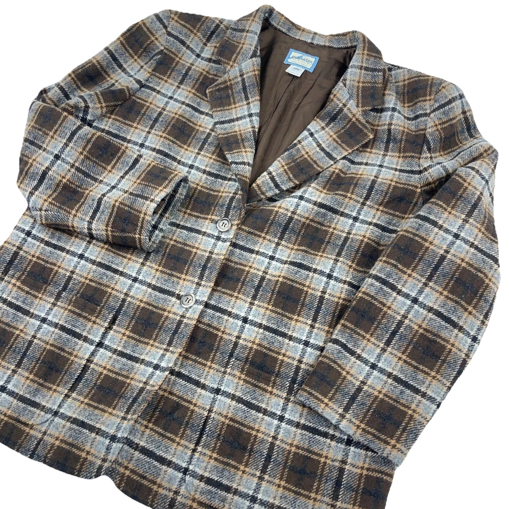 Pendleton VINTAGE Pendleton Women's Wool Blazer Jacket Long Sleeve Plaid Tartan Tweed Fall Winter XL Brown Size XL / US 12-14 / IT 48-50 - 3 Thumbnail