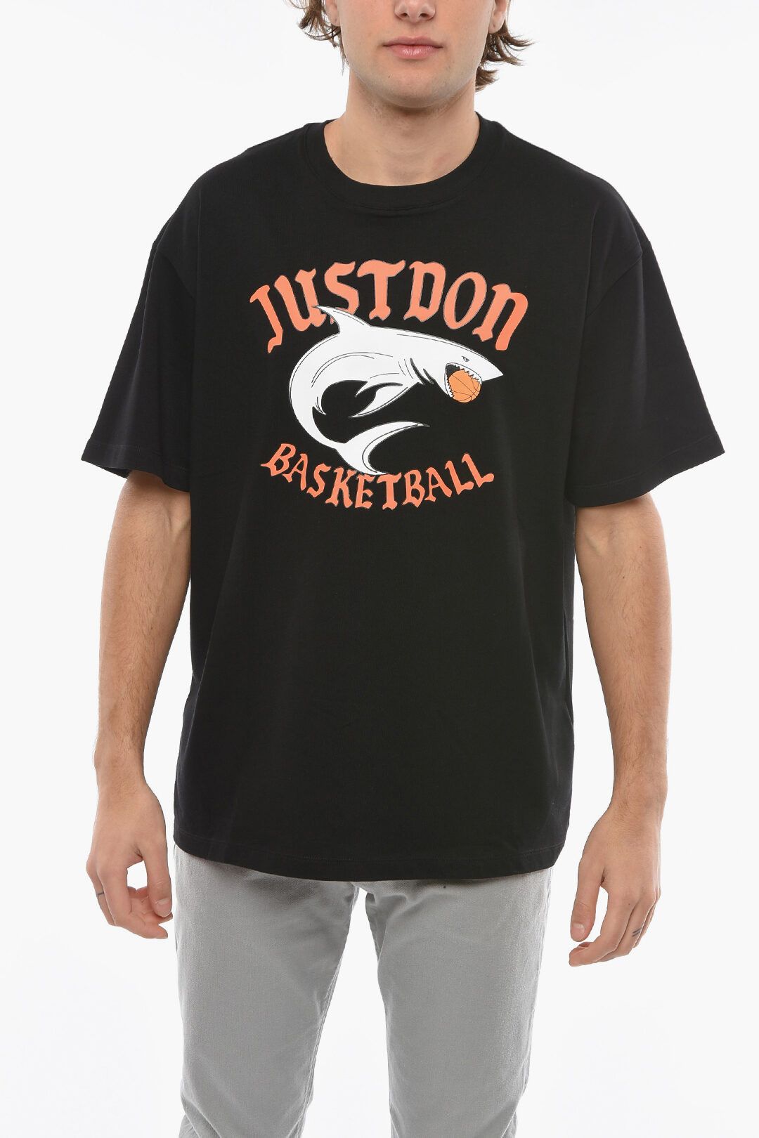 image of Just Don Og1Mm0424 Front Printed Crewneck T-Shirt In Black, Men's (Size XS)