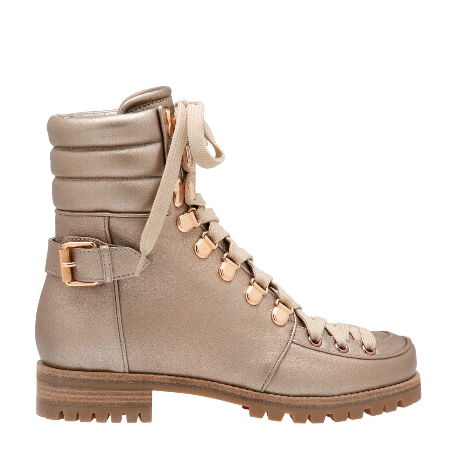 Christian Louboutin Christian Louboutin Who Runs Flat Colombe Gold Combat Size US 5.5 / IT 35.5 - 3 Thumbnail
