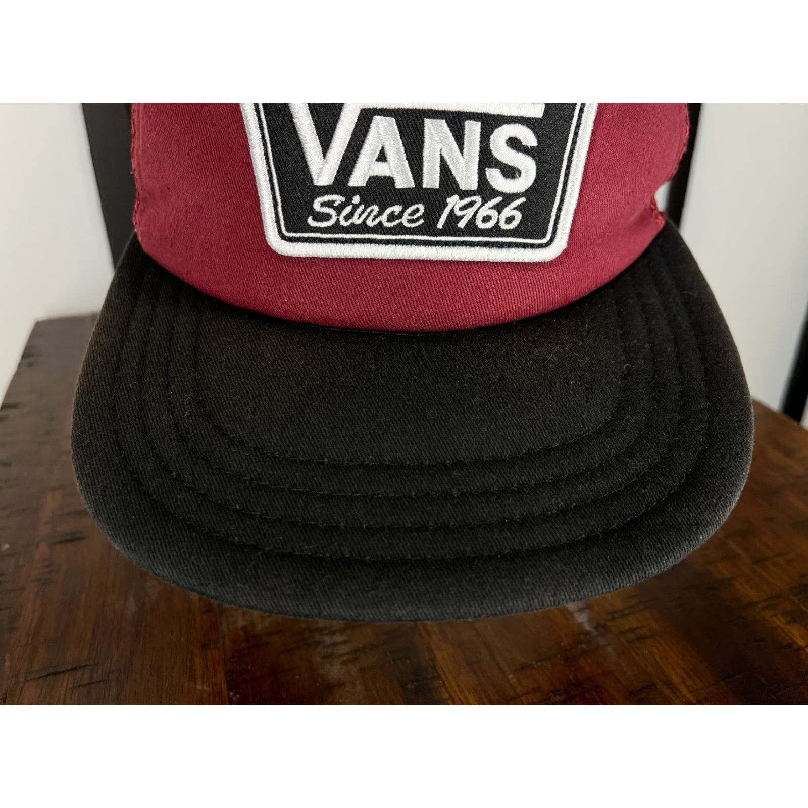 Vans VANS Hat Cap Snap Back Adult Red Black Cotton Twill Trucker Style Logo Adjustable Men One Size Beach Skate Since 1966 Vintage No N/A Size ONE SIZE - 3 Thumbnail