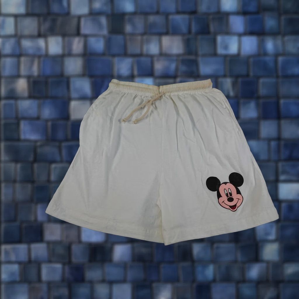 Disney VINTAGE Disney Mickey Unlimited Shorts Mens Large White Drawstring Made USA 90s Size US 33 - 1 Thumbnail