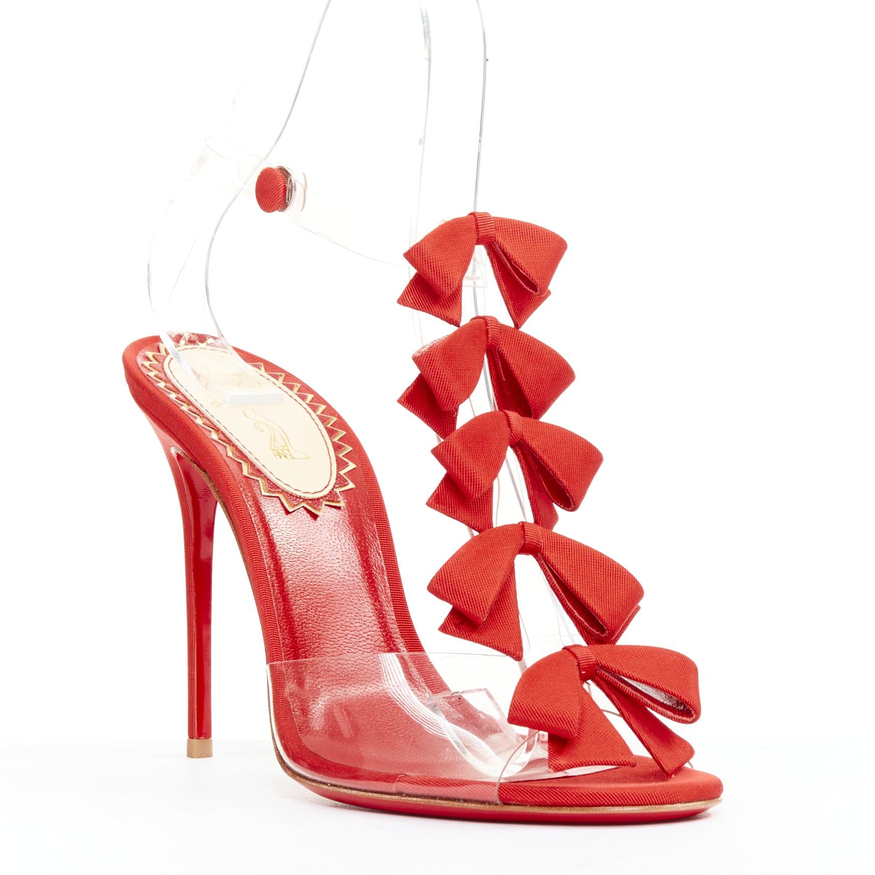 Christian Louboutin CHRISTIAN LOUBOUTIN 20th Anniversary Bow Bow 100 PVC red grosgrain T strap heels EU38.5 Size US 8.5 / IT 38.5 - 1 Thumbnail