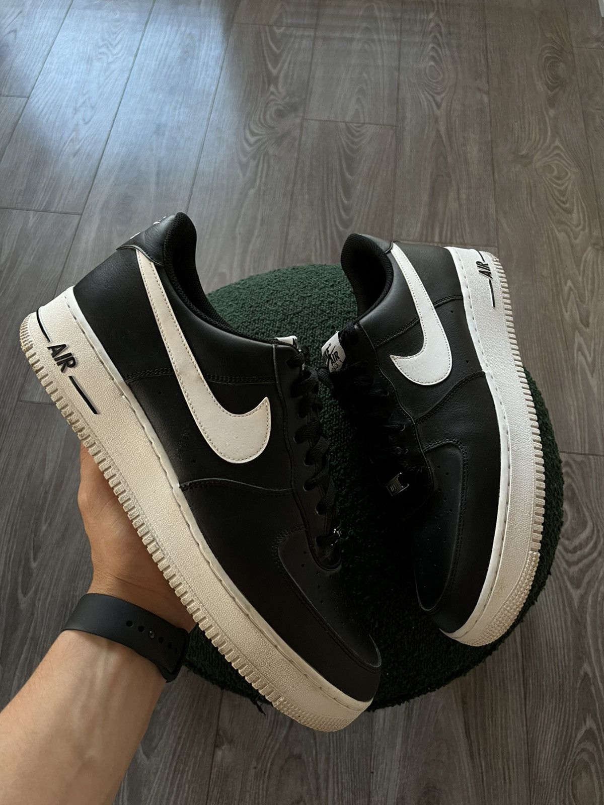 Nike ‼️Nike Air Force 1 ‘07 AN20 Black Leather White Logo Sneakers Size US 13 / EU 46 - 7 Thumbnail