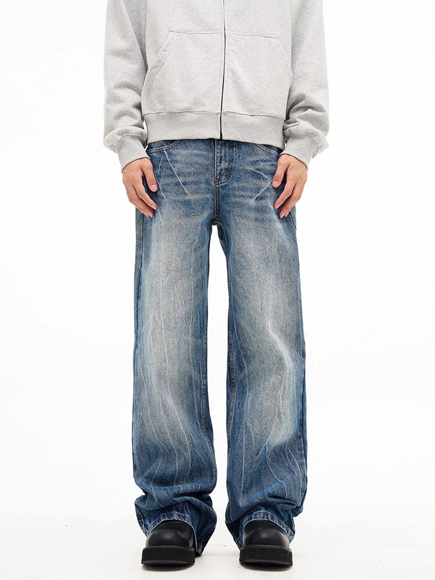 Japanese Brand × Jean Lightning wash vintage cleanfit straight bootcut jeans Size US 32 / EU 48 - 2 Thumbnail