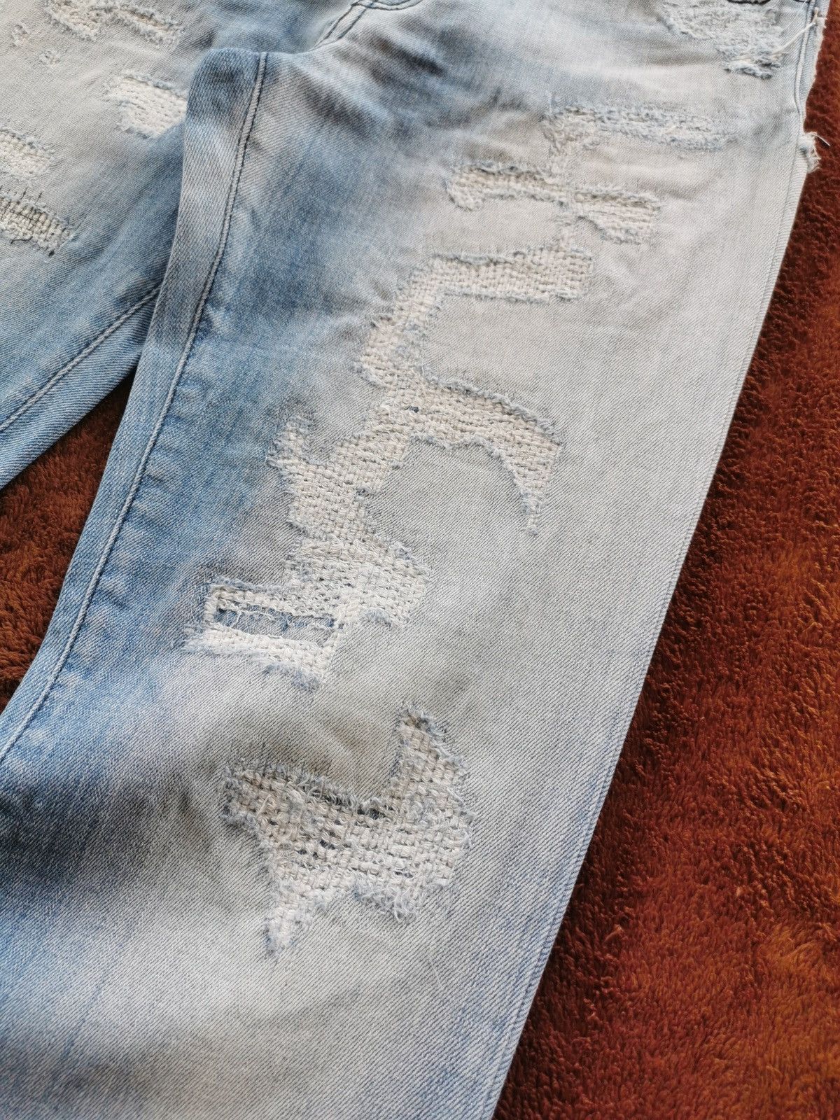 Roberto Cavalli Just Cavalli Boro Thrashed Distressed Skinny Denim Jeans Size 28" / US 6 / IT 42 - 3 Thumbnail