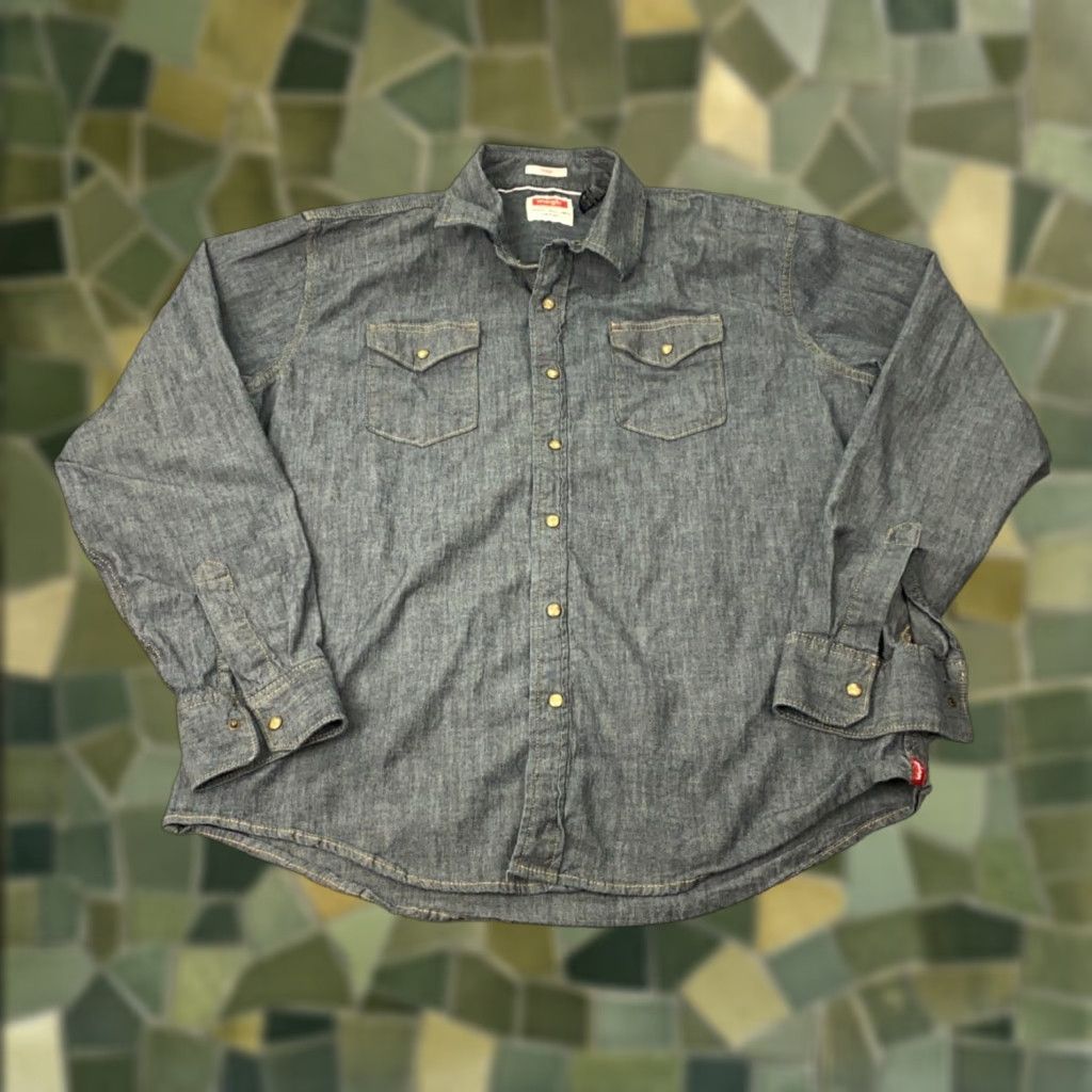 Wrangler VINTAGE Wrangler Indigo Denim Shirt Mens XL Blue Pearl Snap Western Cowboy Stretch Size US XL / EU 56 / 4 - 1 Thumbnail