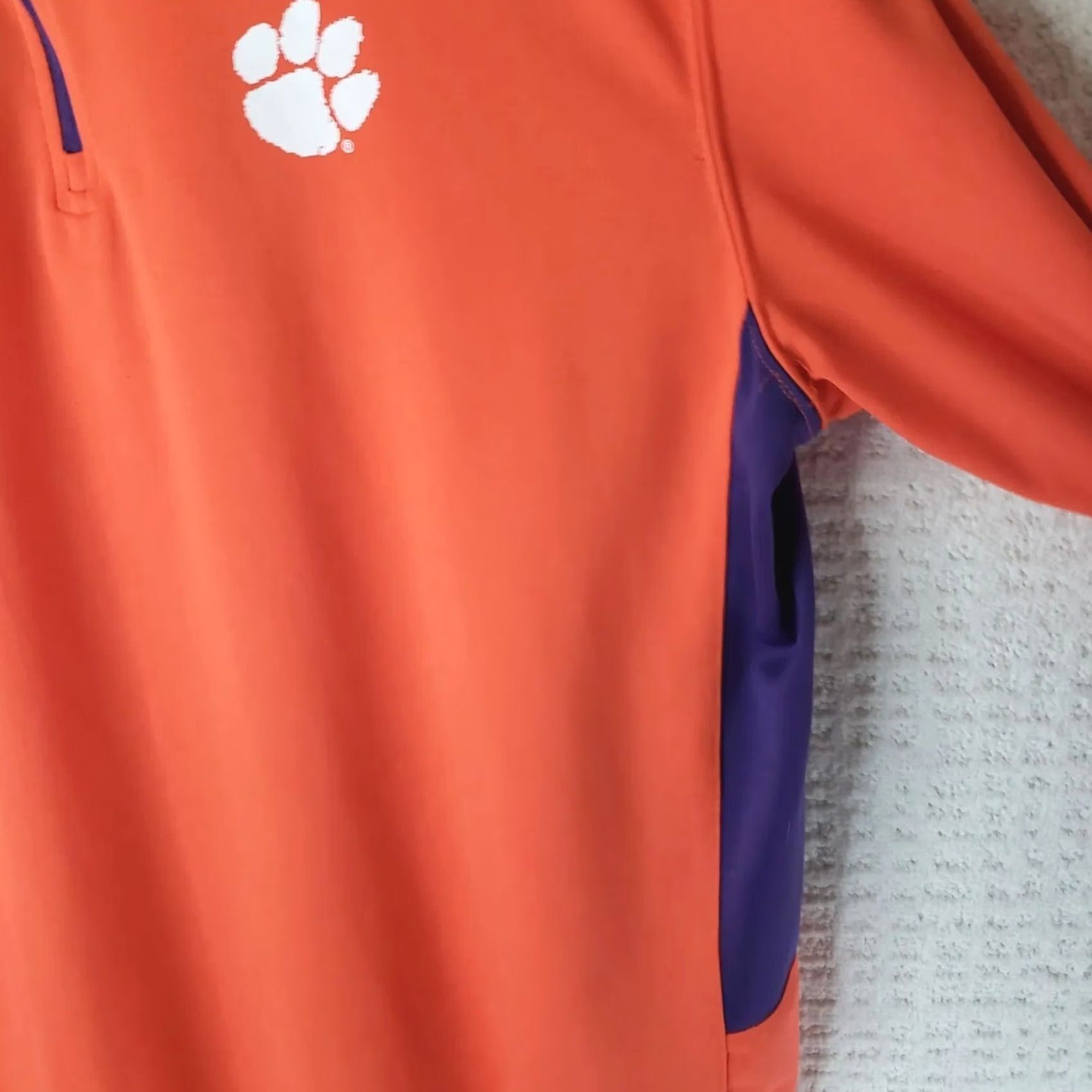 Vintage Clemson University Tigers Campus Heritage 1/4 Zip Long Sleeve Athletic Pullover Polo Men's XL Orange 100% Polyester Athletic Fit Size US XL / EU 56 / 4 - 6 Thumbnail