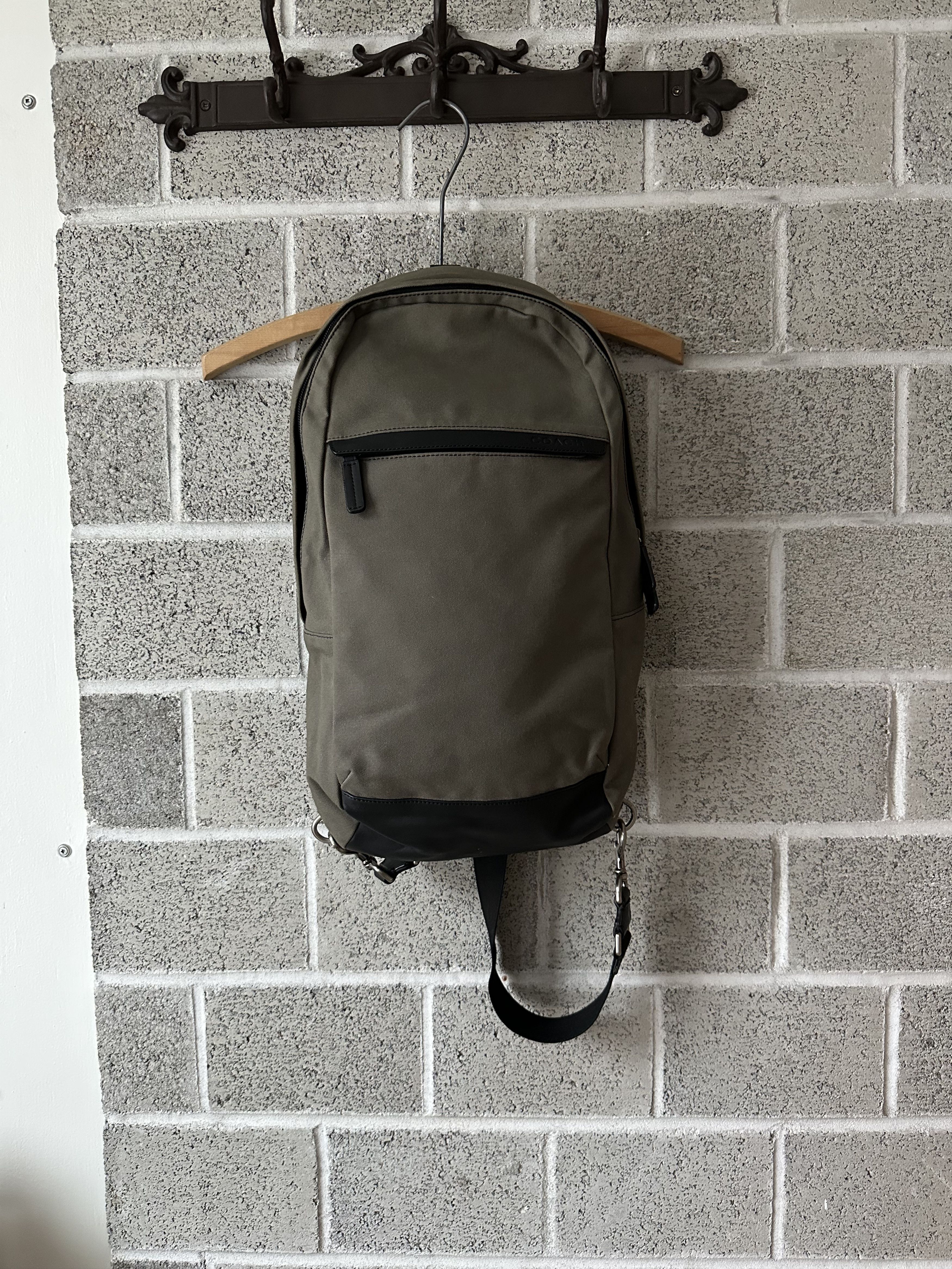 Coach Coach Sling Backpack New British Green Canvas Leather Brown Size ONE SIZE - 1 Thumbnail