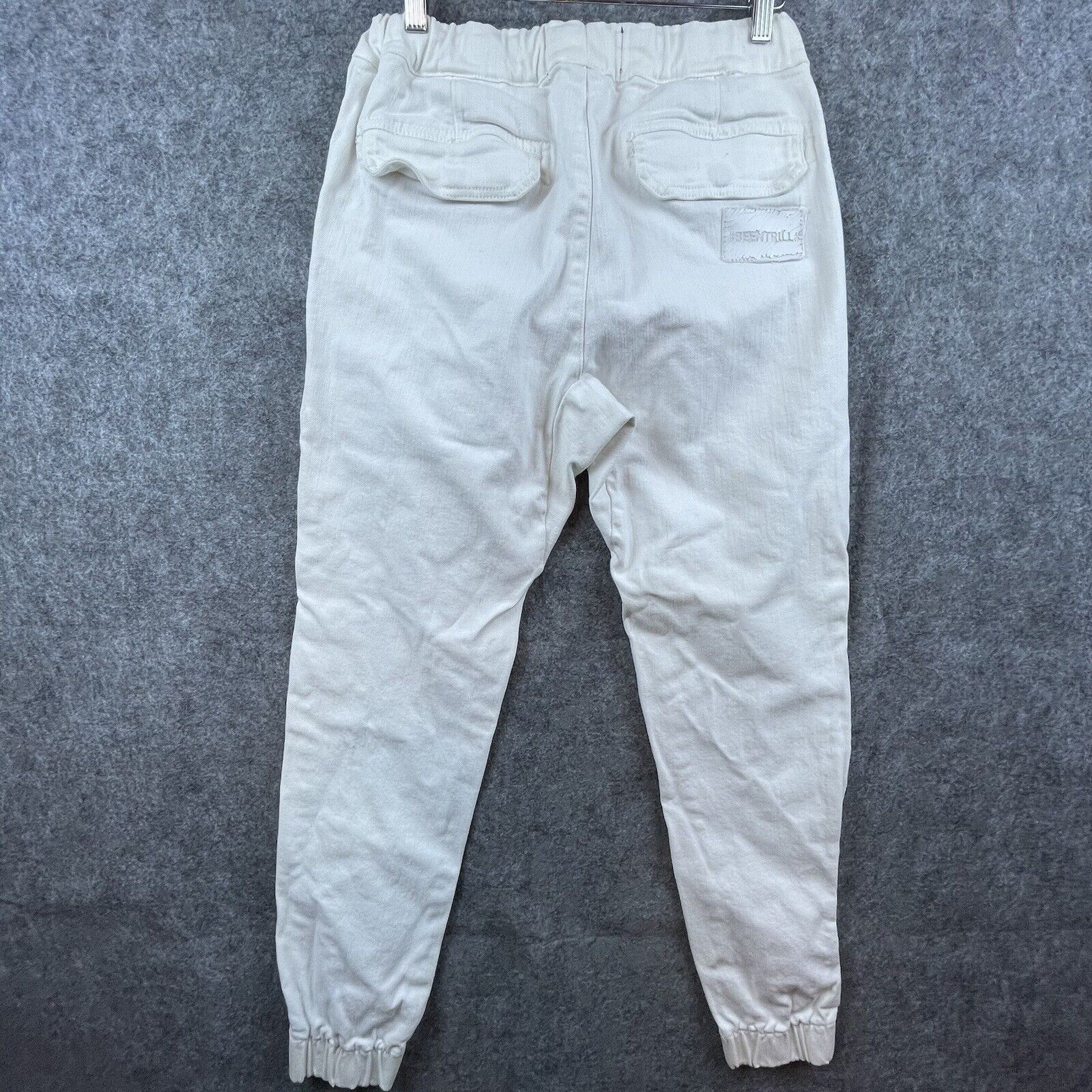 Been Trill Been Trill Pants Mens Small White Denim Joggers Streetwear Size US 28 / EU 44 - 2 Thumbnail