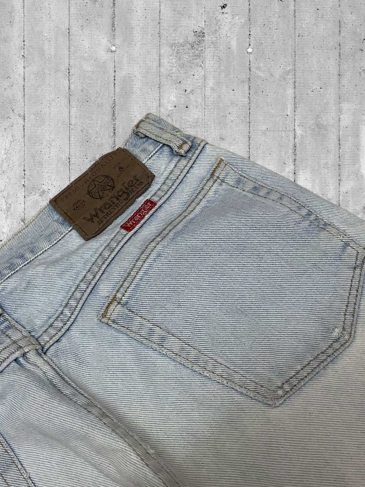 Designer × Vintage × Wrangler Vintage 1990s Designer Wrangler Blue Wash Distressed Denim Size US 30 / EU 46 - 16 Thumbnail