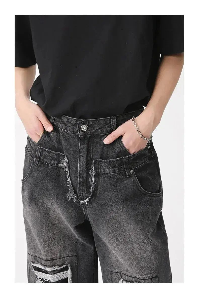 Japanese Brand Holey Baggy Retro Hip Hop Jeans Pants Y2k Casual Loose 90’s Size US 32 / EU 48 - 5 Thumbnail