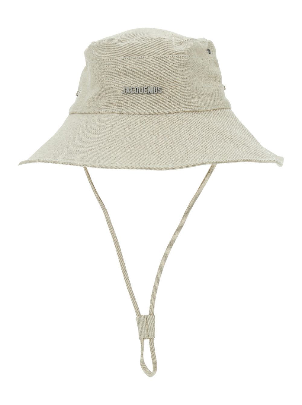 Jacquemus 'Le Bob De-Nimes' White Bucket Hat with Logo Lettering on the Front and Adjustable Strap in Linen and Cotton Man Size ONE SIZE - 1 Thumbnail