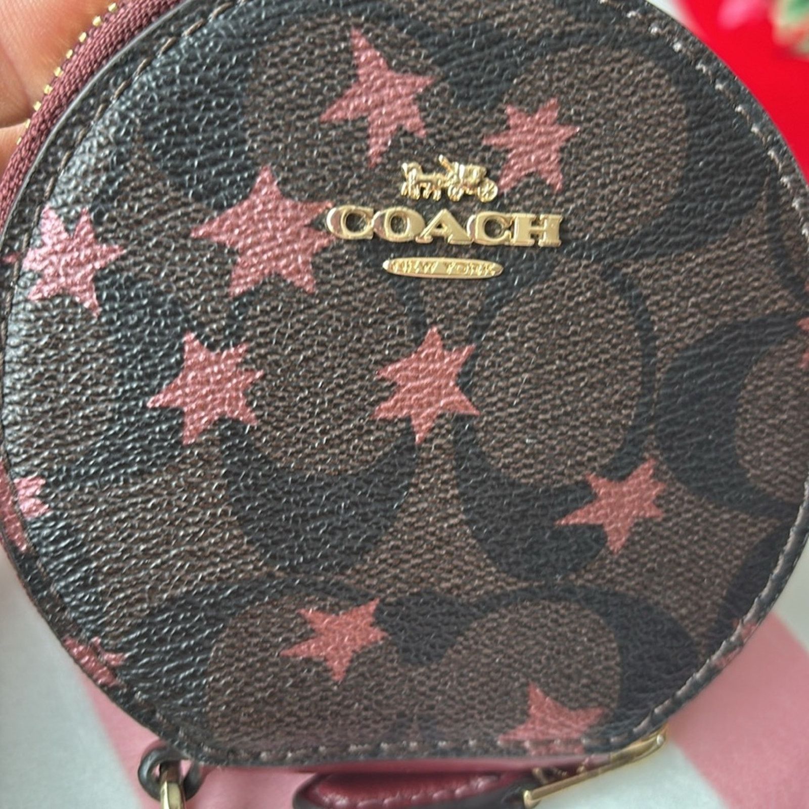 Coach Coach Round Coin Case bag charm Rose Gold metallic Stars Size ONE SIZE - 4 Thumbnail