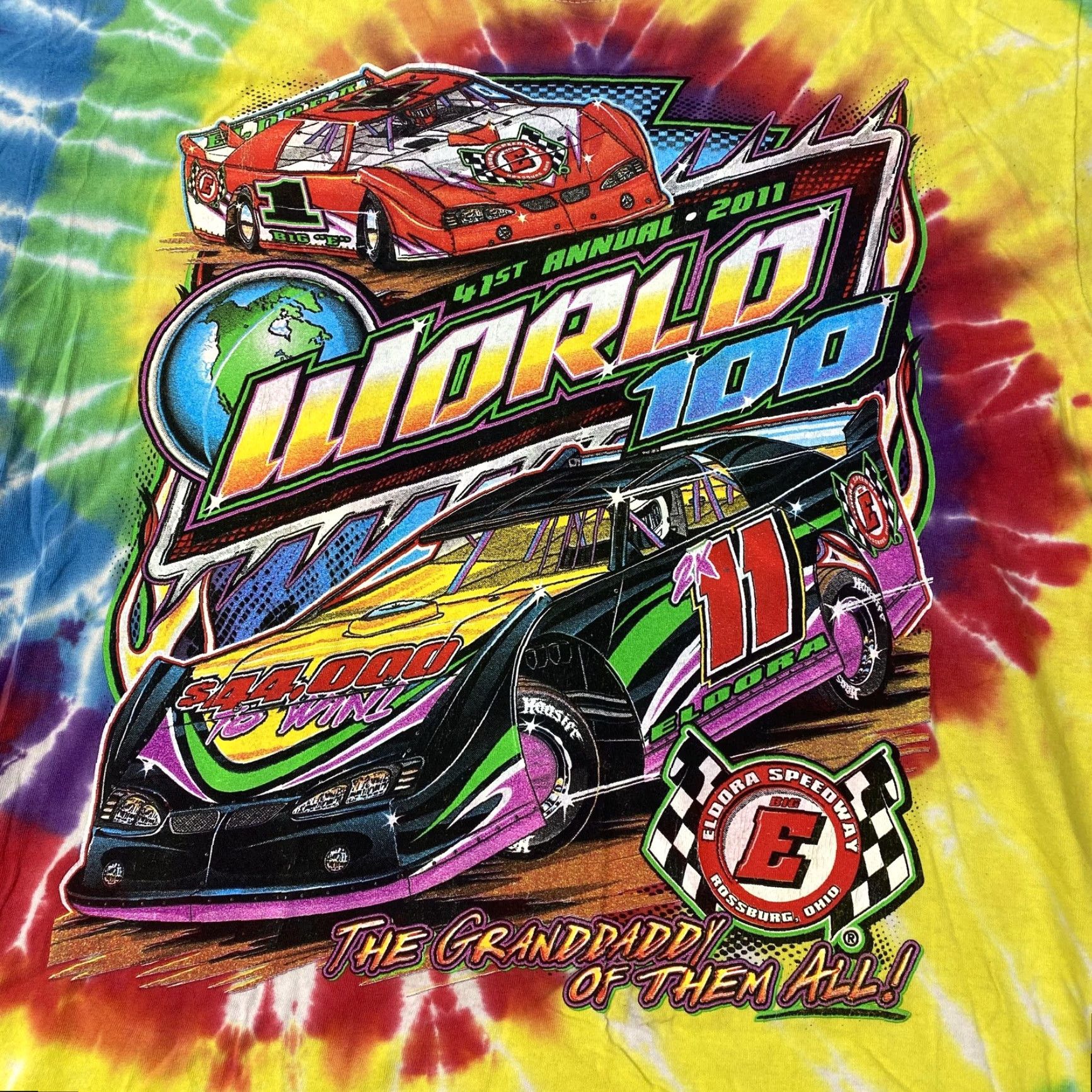 Gildan Gildan World 100 Eldora Speedway Tie Dye Shirt Mens Large Graphic Print Racing 2011 Size US L / EU 52-54 / 3 - 2 Thumbnail