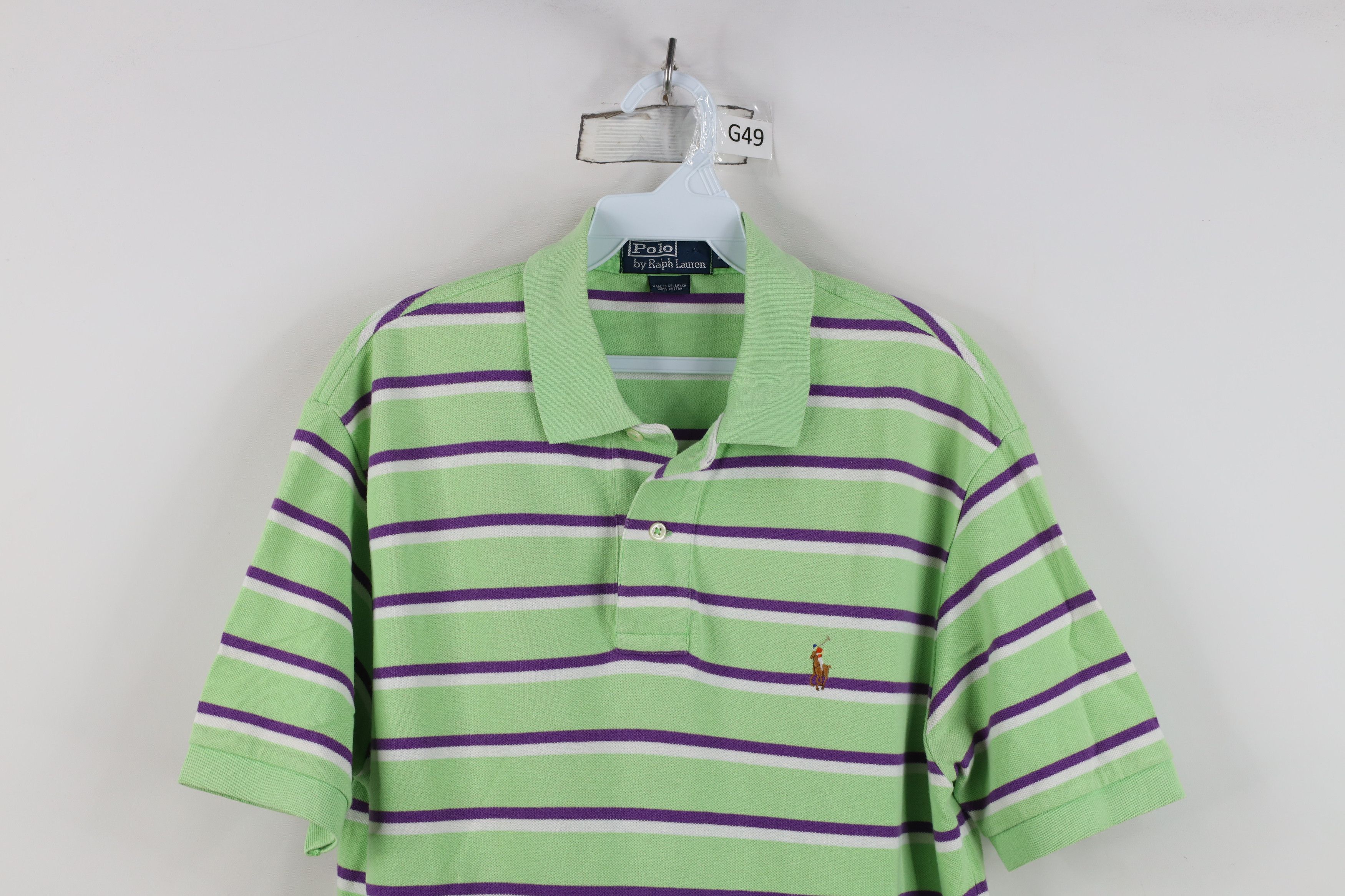 Ralph Lauren Vintage 90s Ralph Lauren Striped Cotton Knit Golf Polo Green Size US M / EU 48-50 / 2 - 2 Thumbnail
