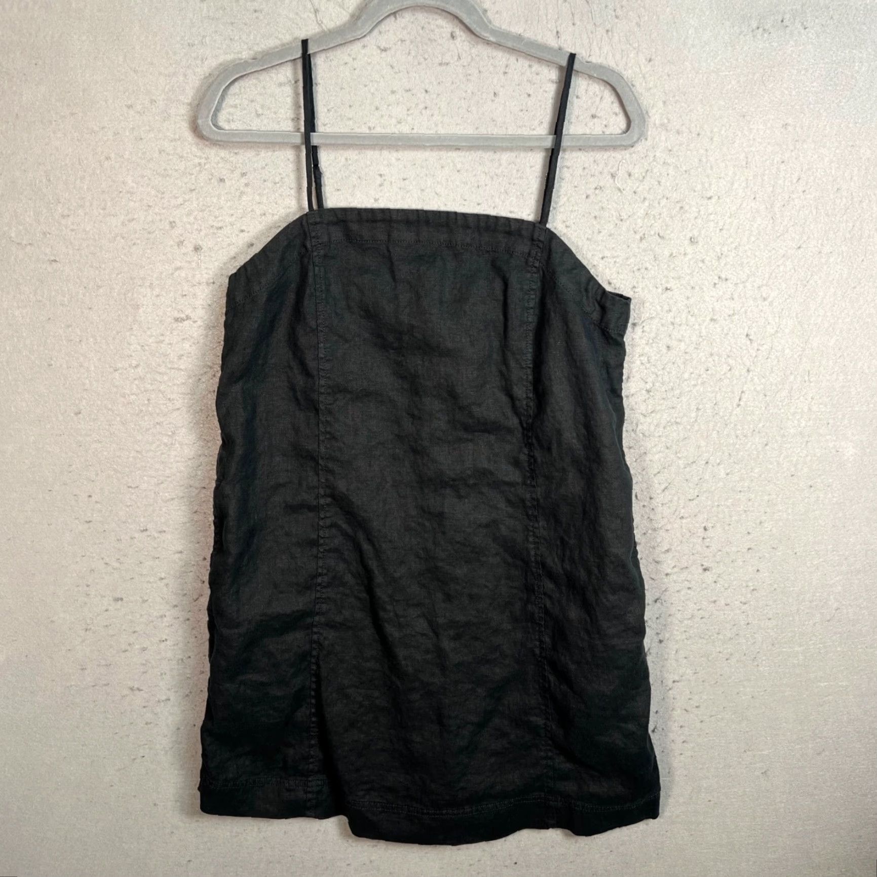Madewell Dress Womens Mini Strap Black Linen Blend 10 - Casual Summer  Spring Fall